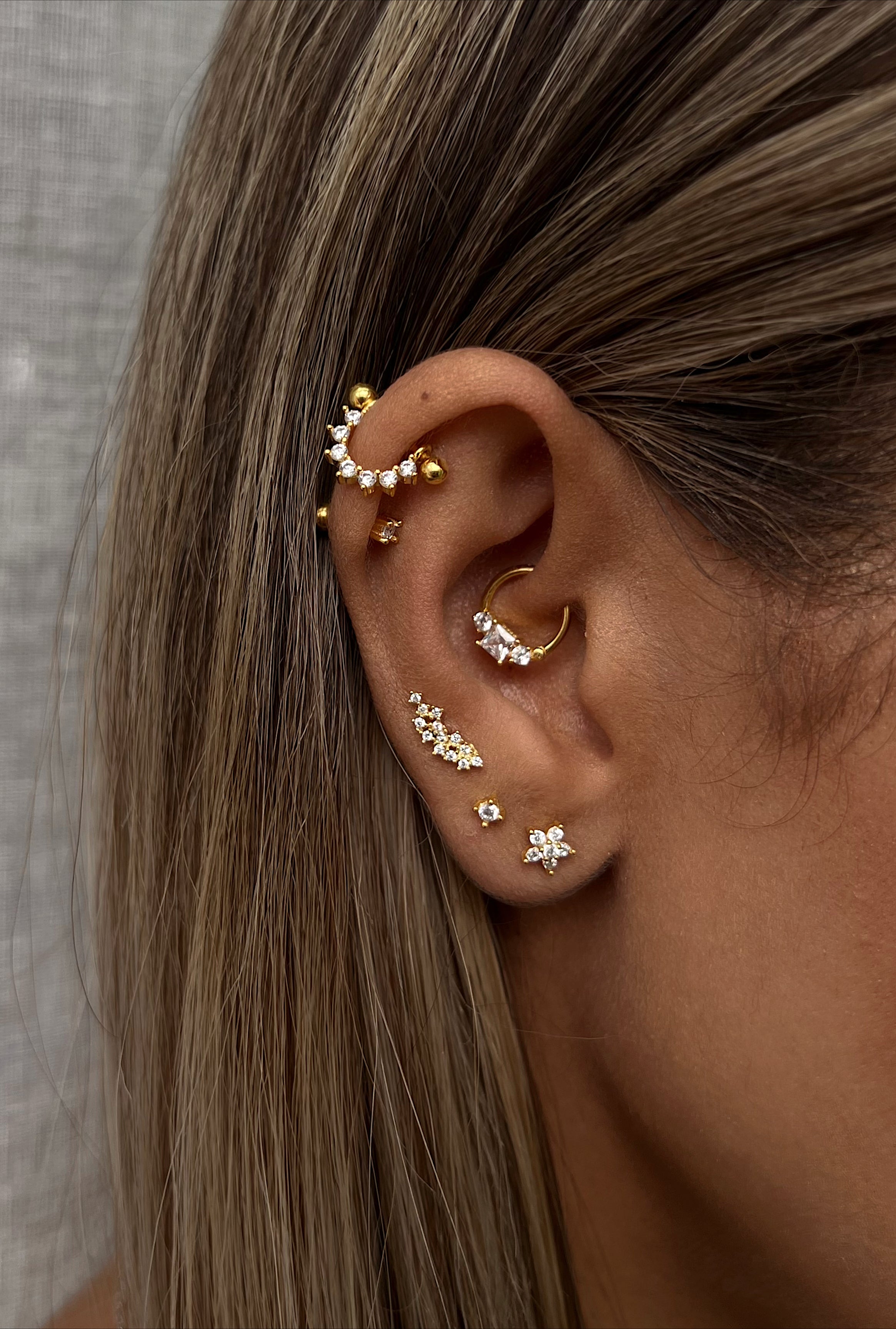BALL-BACK LINEAR STUDS I S925 Sterling Silver | 18ct Gold/Platinum Plated | Cubic Zirconia