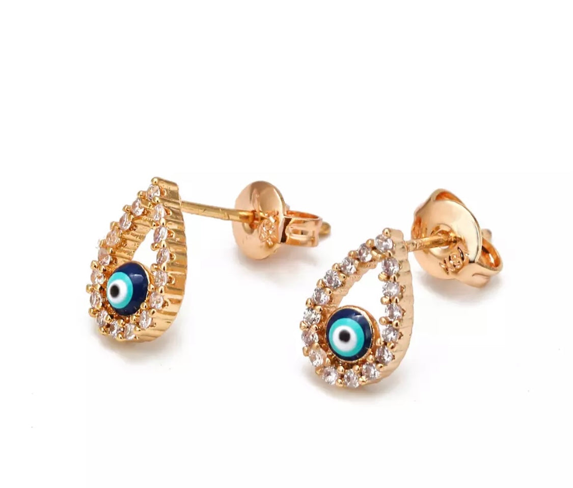 Fahari | Evil Eye Teardrop Stud Earrings