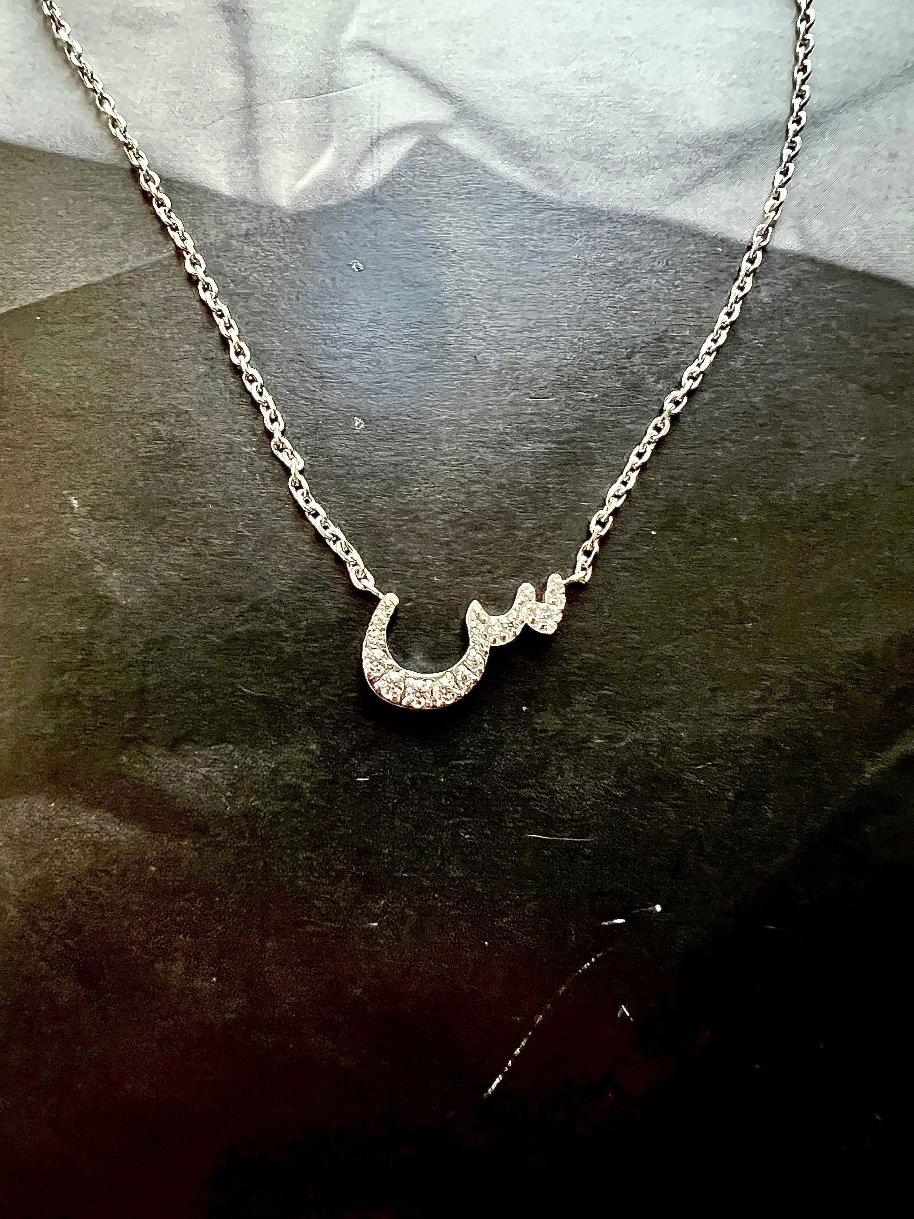 DAZZLING ARABIC INITIAL NECKLACE I Kids/Adults | Tarnish Free | Stainless Steel I 18ct gold plated Cubic Zirconia I Gold/Silver