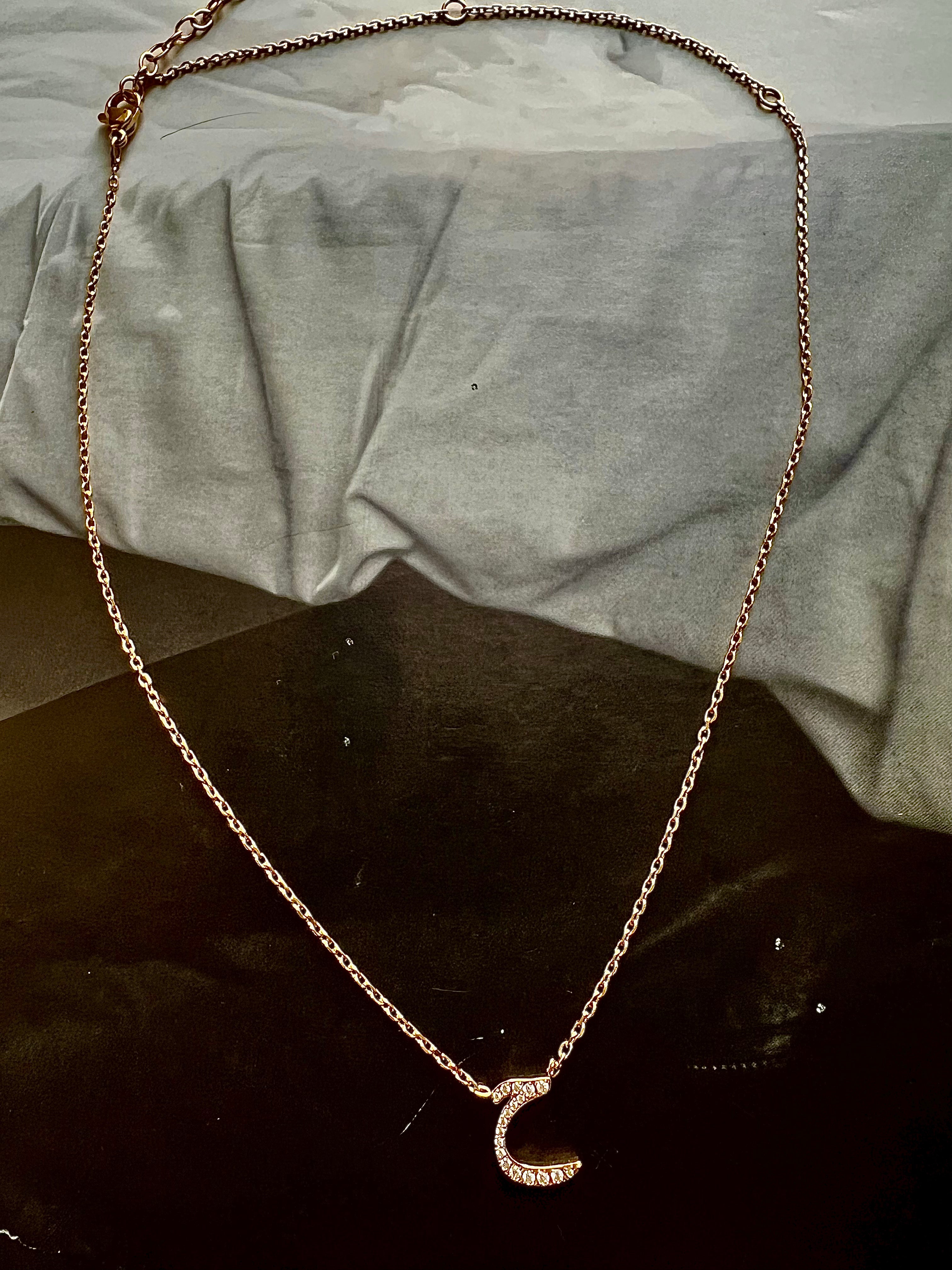 DAZZLING ARABIC INITIAL NECKLACE I Kids/Adults | Tarnish Free | Stainless Steel I 18ct gold plated Cubic Zirconia I Gold/Silver