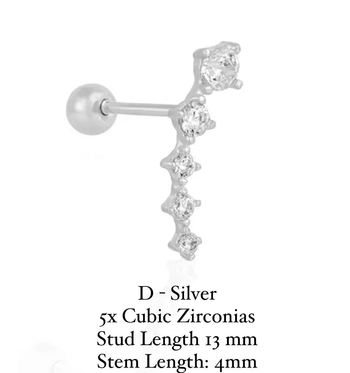 BALL-BACK LINEAR STUDS I S925 Sterling Silver | 18ct Gold/Platinum Plated | Cubic Zirconia