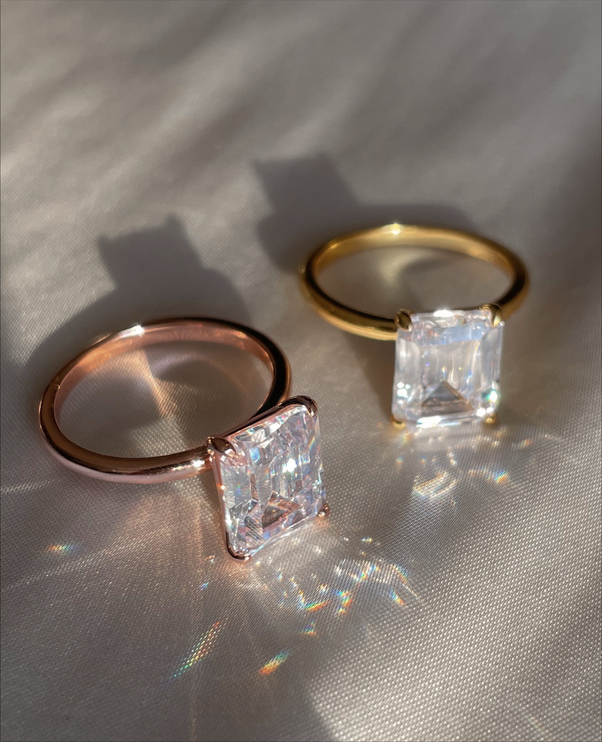 CANNES I Tarnish Free | Eternity Band with centre baguette stone I S925 Sterling Silver I Platinum Plated I Cubic Zirconia (3 colours)