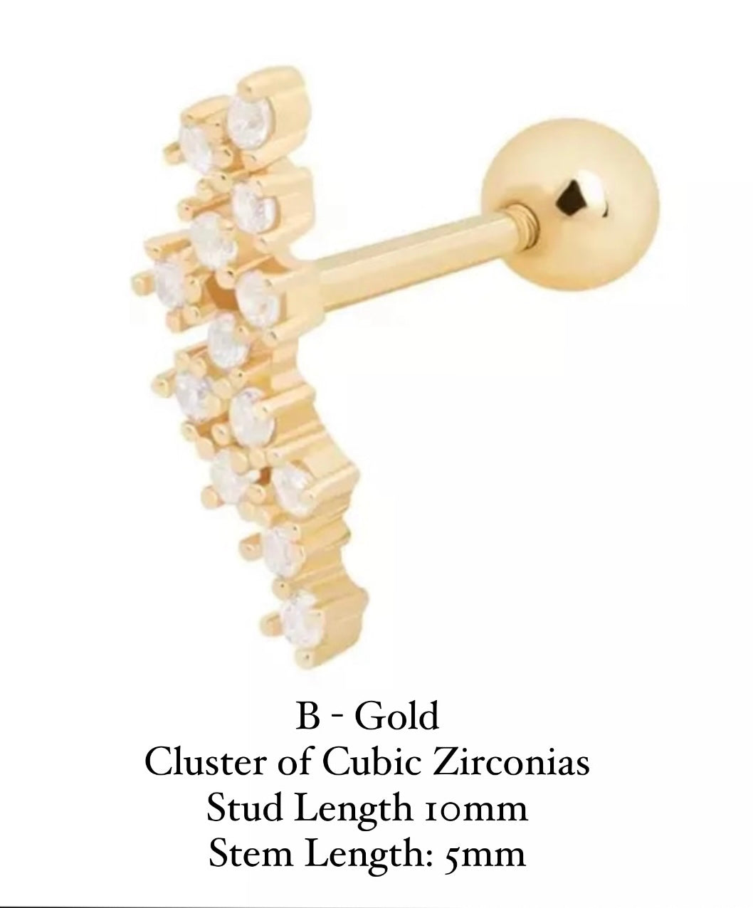 BALL-BACK LINEAR STUDS I S925 Sterling Silver | 18ct Gold/Platinum Plated | Cubic Zirconia
