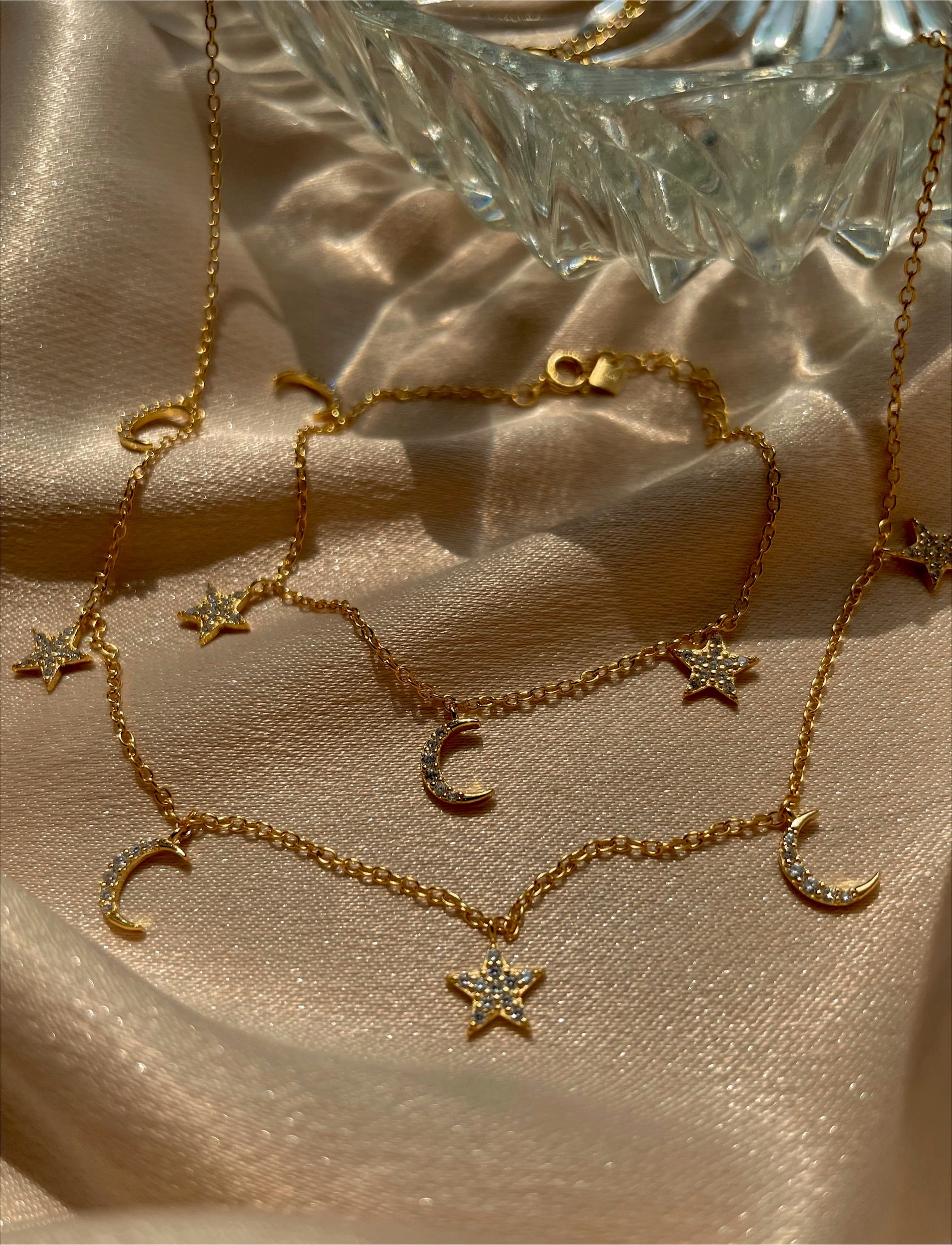 LYRA | Tarnish Free | S925 Sterling Silver 18ct gold plated Star and Crescent Necklace/Bracelet