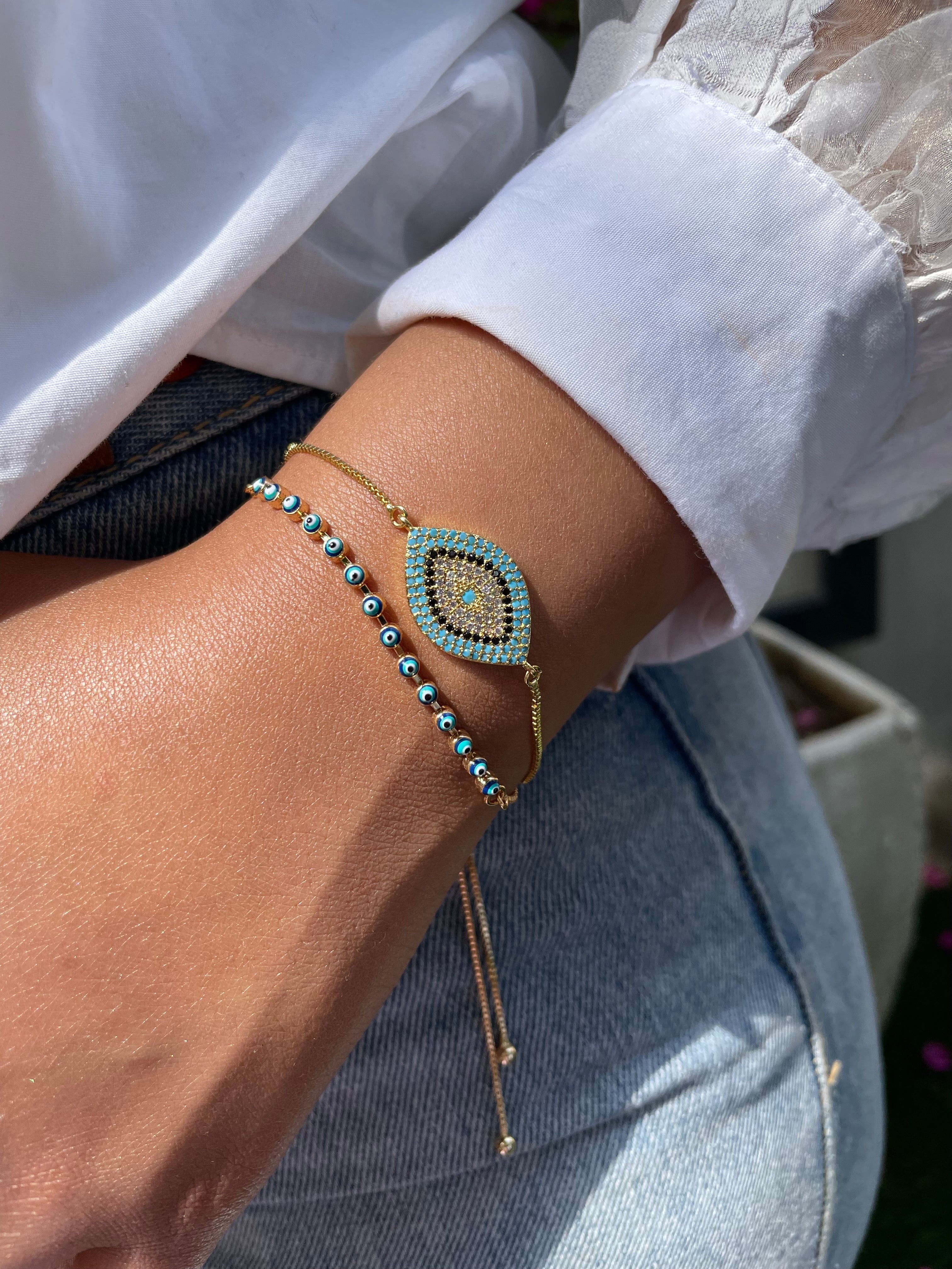 AALIYAH | Evil Eye Jewel Encrusted Adjustable Bracelet