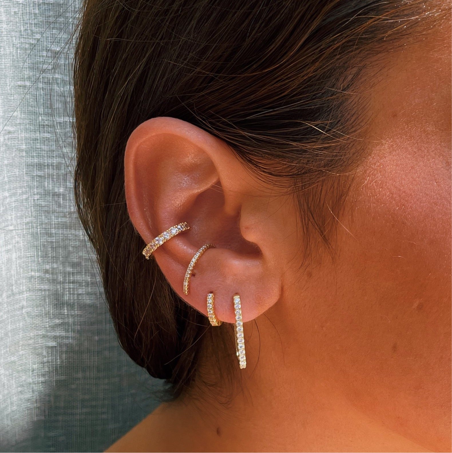 FAMOUS | Cubic Zirconia Curved Stud| S925 Sterling Silver 18ct Gold Plated Earrings