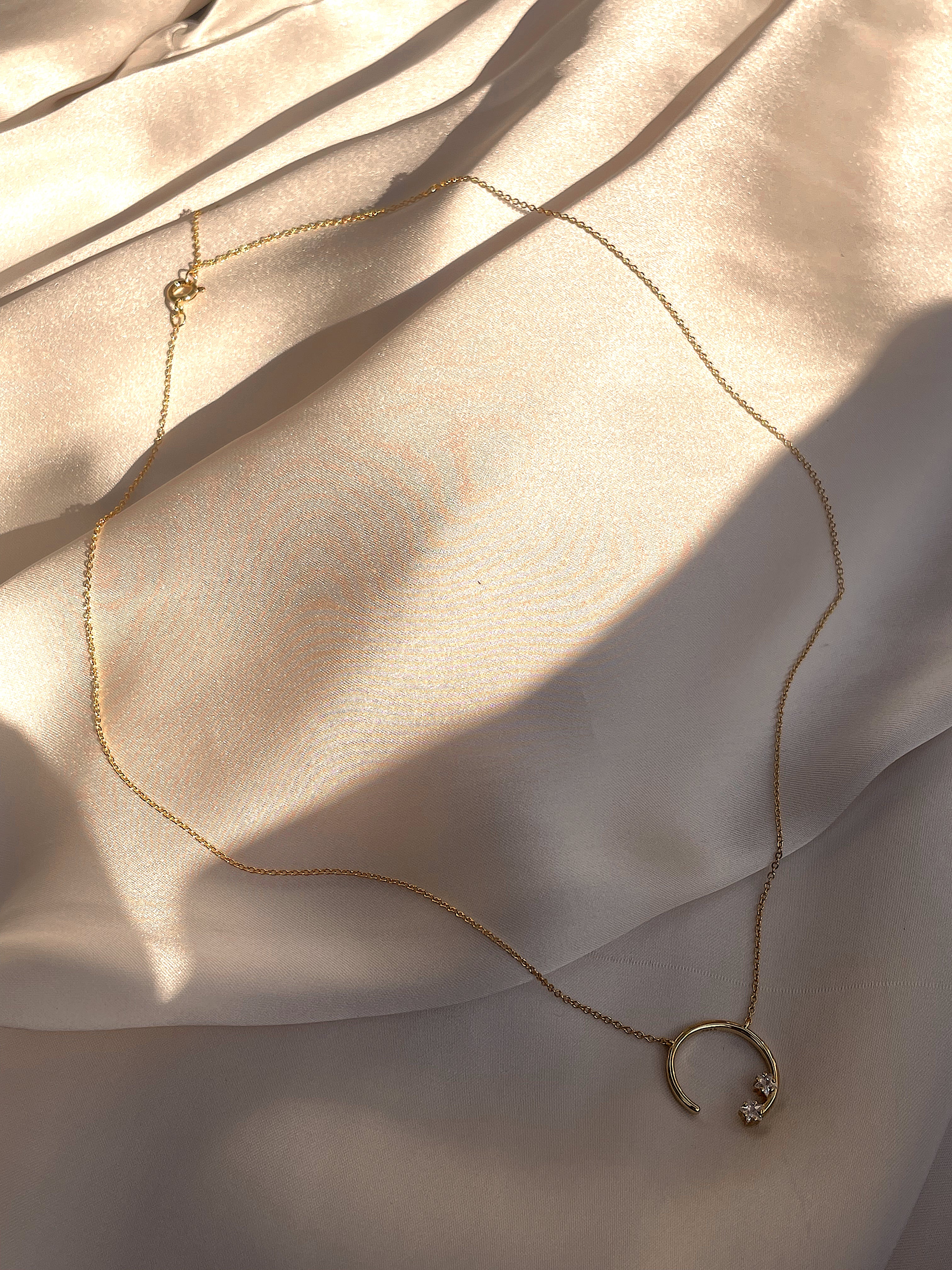 LANA I Cresent Necklace I S925 Sterling Silver I 18ct Gold/Platinum Plated I Cubic Zirconia