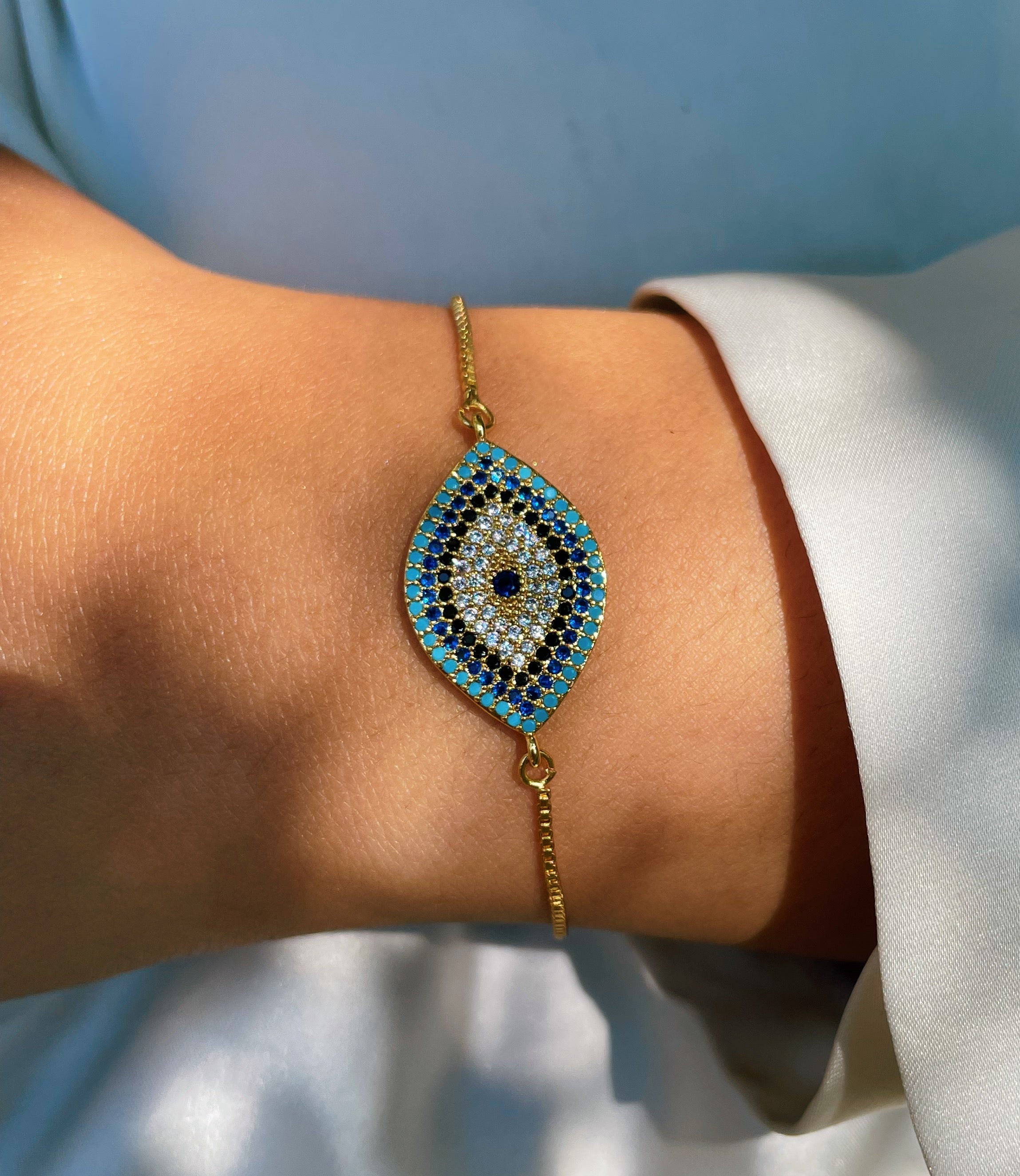 AALIYAH | Evil Eye Jewel Encrusted Adjustable Bracelet