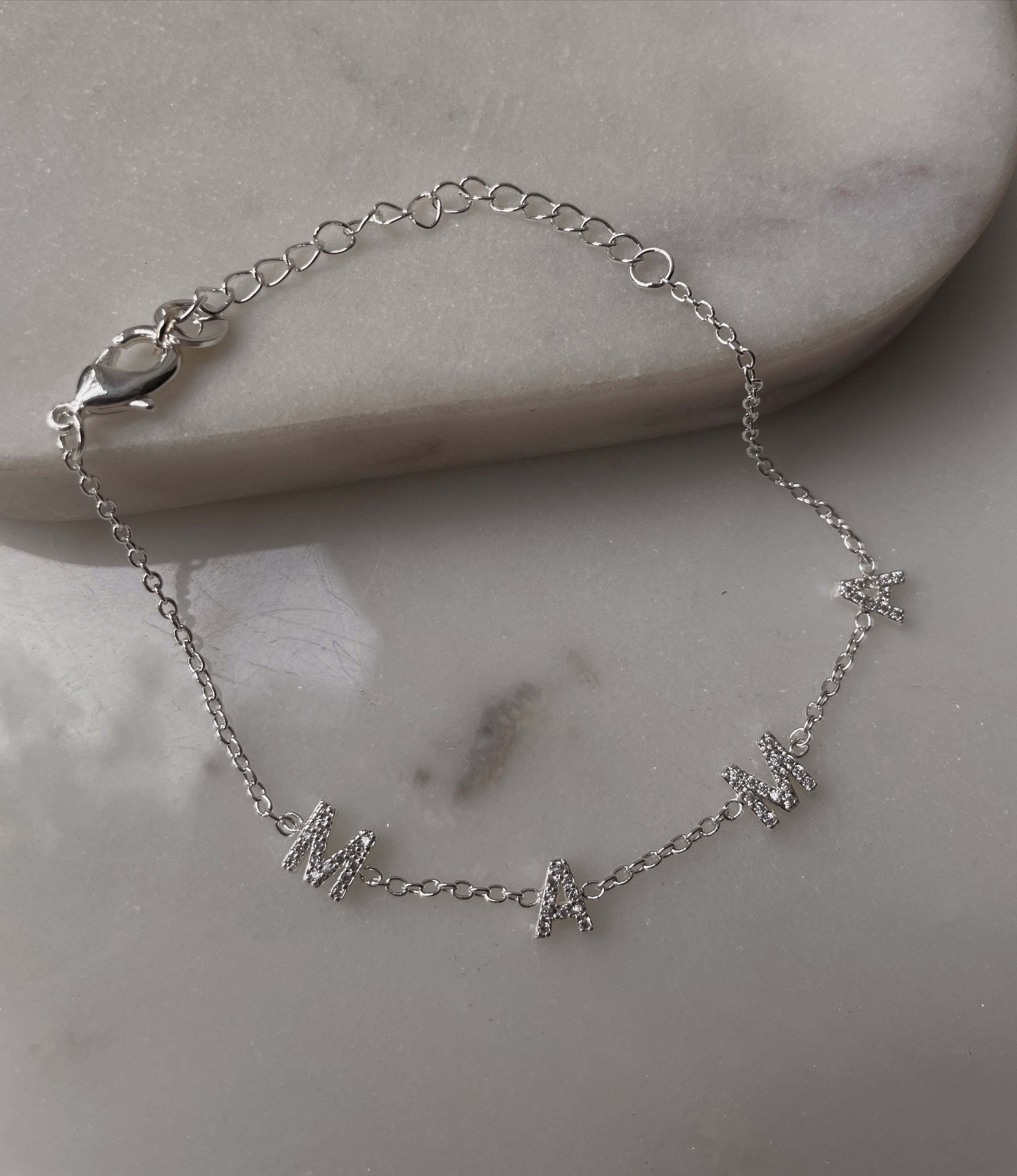 MAMA LUX | 18k Gold/Platium Plated Cubic Zirconia Word Necklace/Bracelet