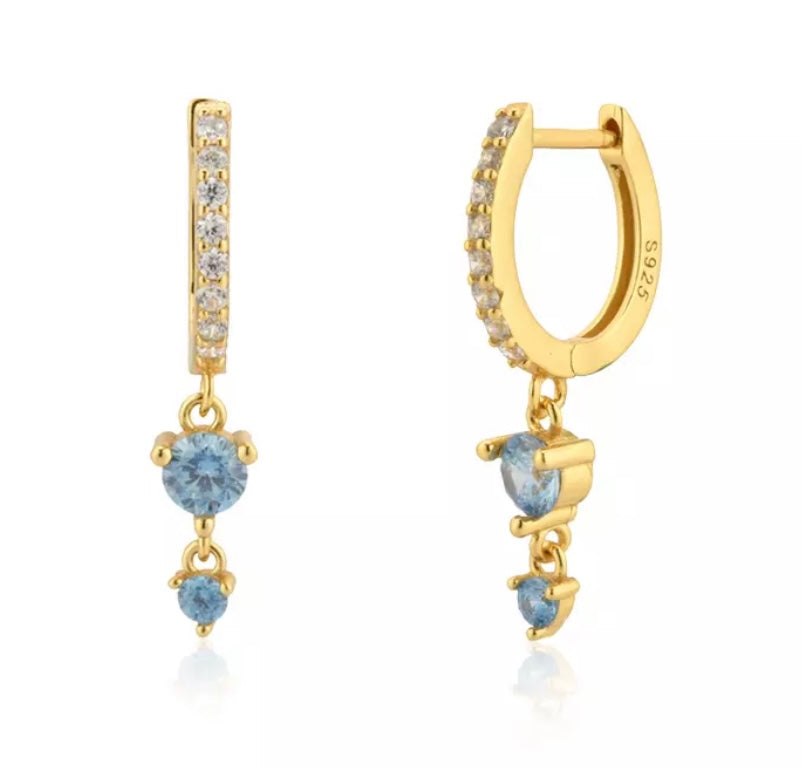 EDEN | Cubic Zirconia Drop Huggies| S925 Sterling Silver 18ct Gold Plated Earrings