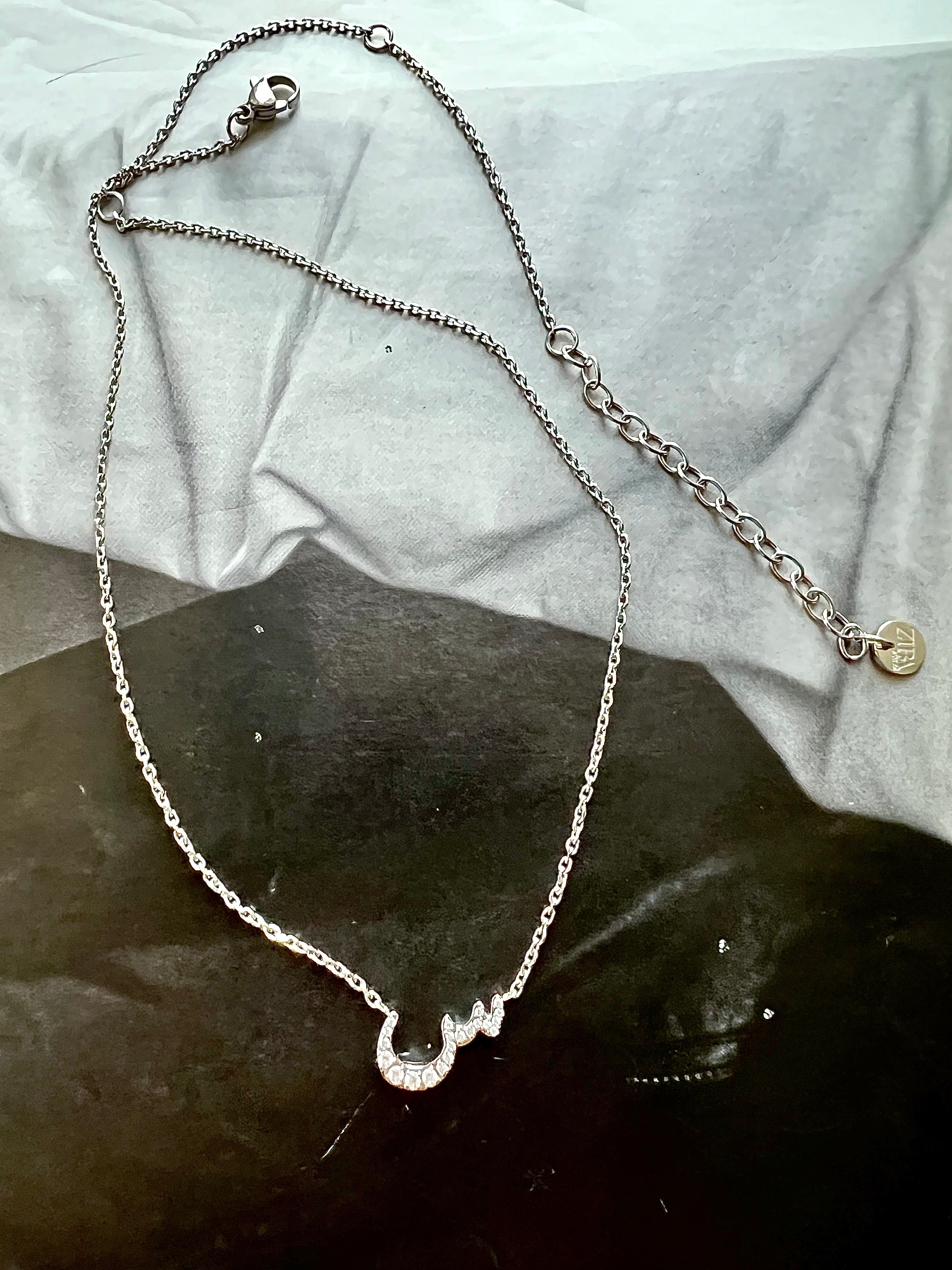 DAZZLING ARABIC INITIAL NECKLACE I Kids/Adults | Tarnish Free | Stainless Steel I 18ct gold plated Cubic Zirconia I Gold/Silver