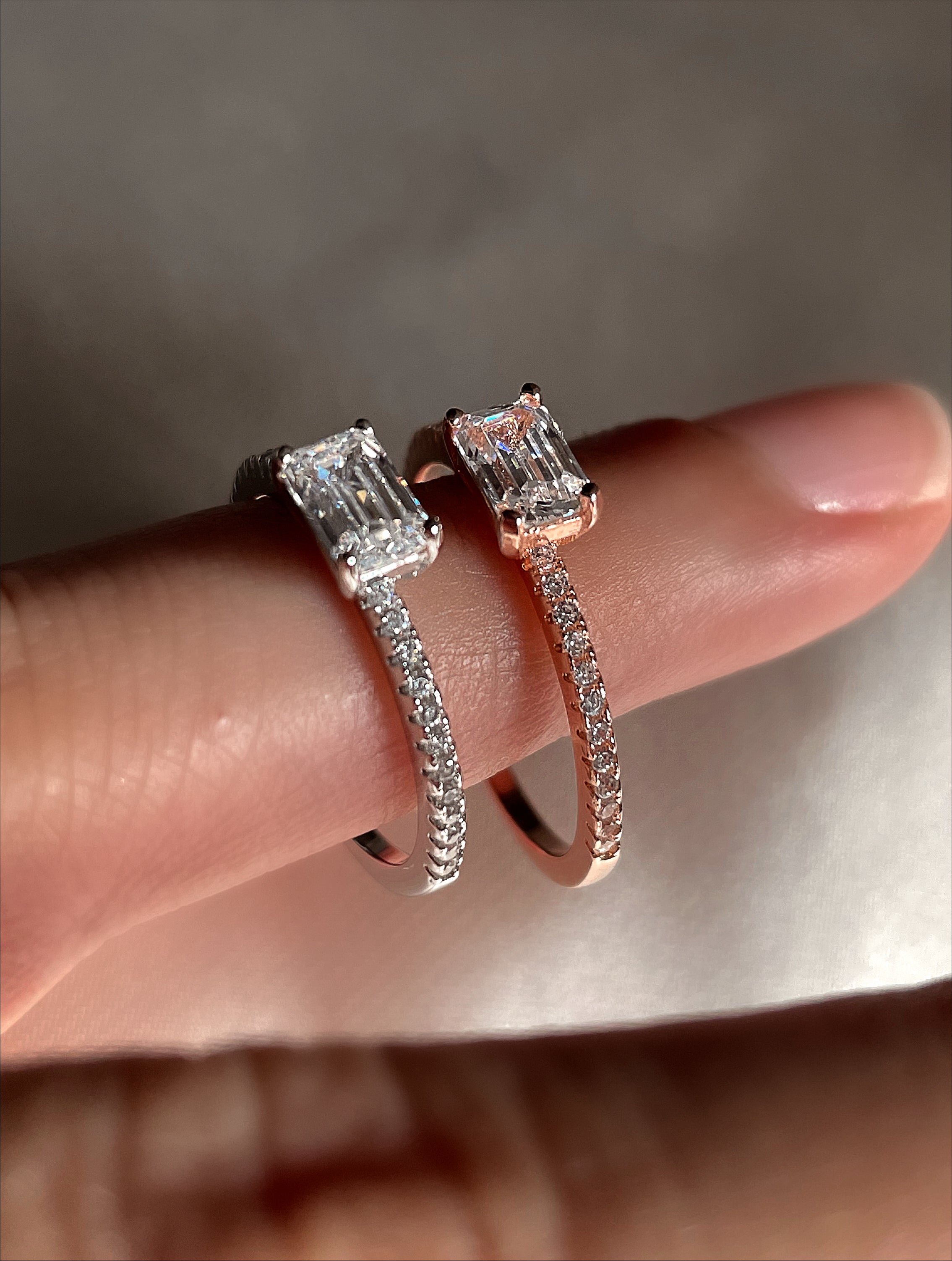 RAPHAELA I Tarnish Free | Eternity Band with centre baguette stone I S925 Sterling Silver I Platinum Plated I Cubic Zirconia (3 colours)