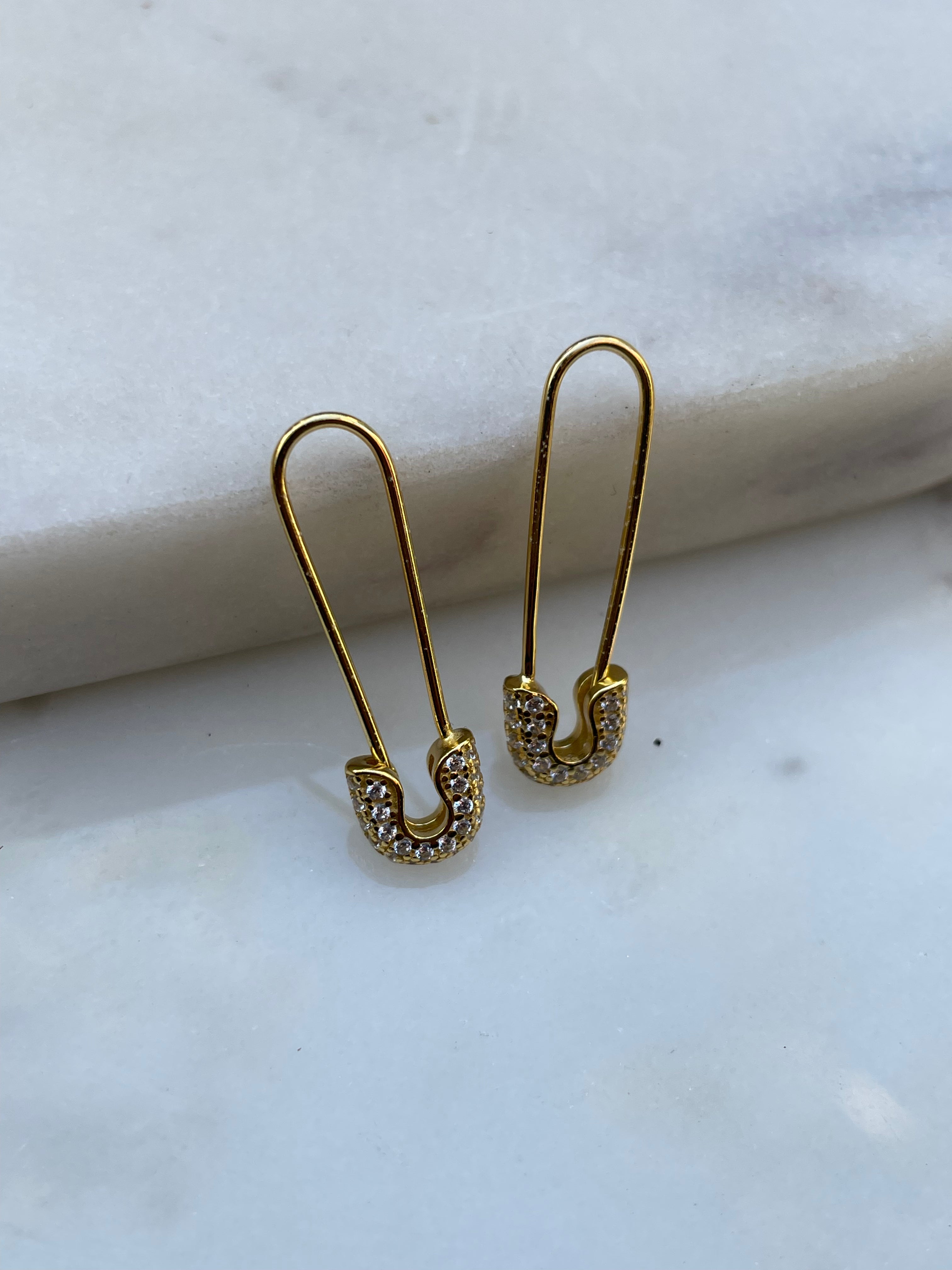 DIXIE | Jewel Encrusted Safety Pin Earrings