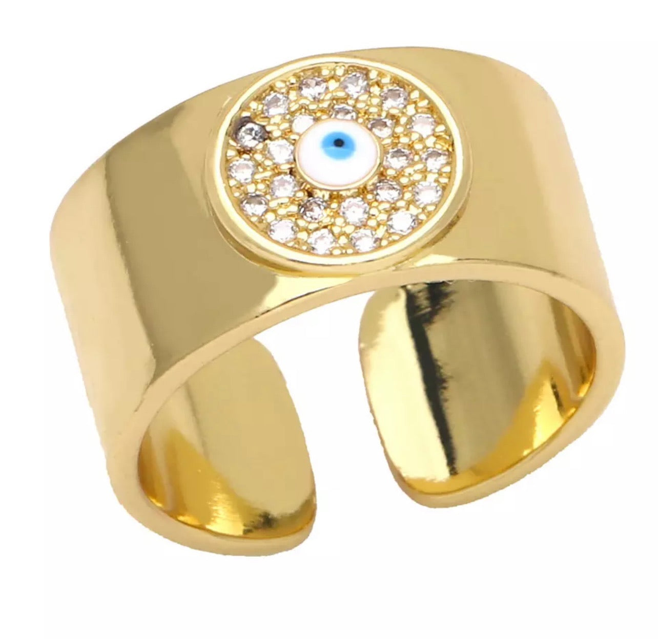 ADHEENA | Evil Eye | Chunky Encrusted Adjustable Ring