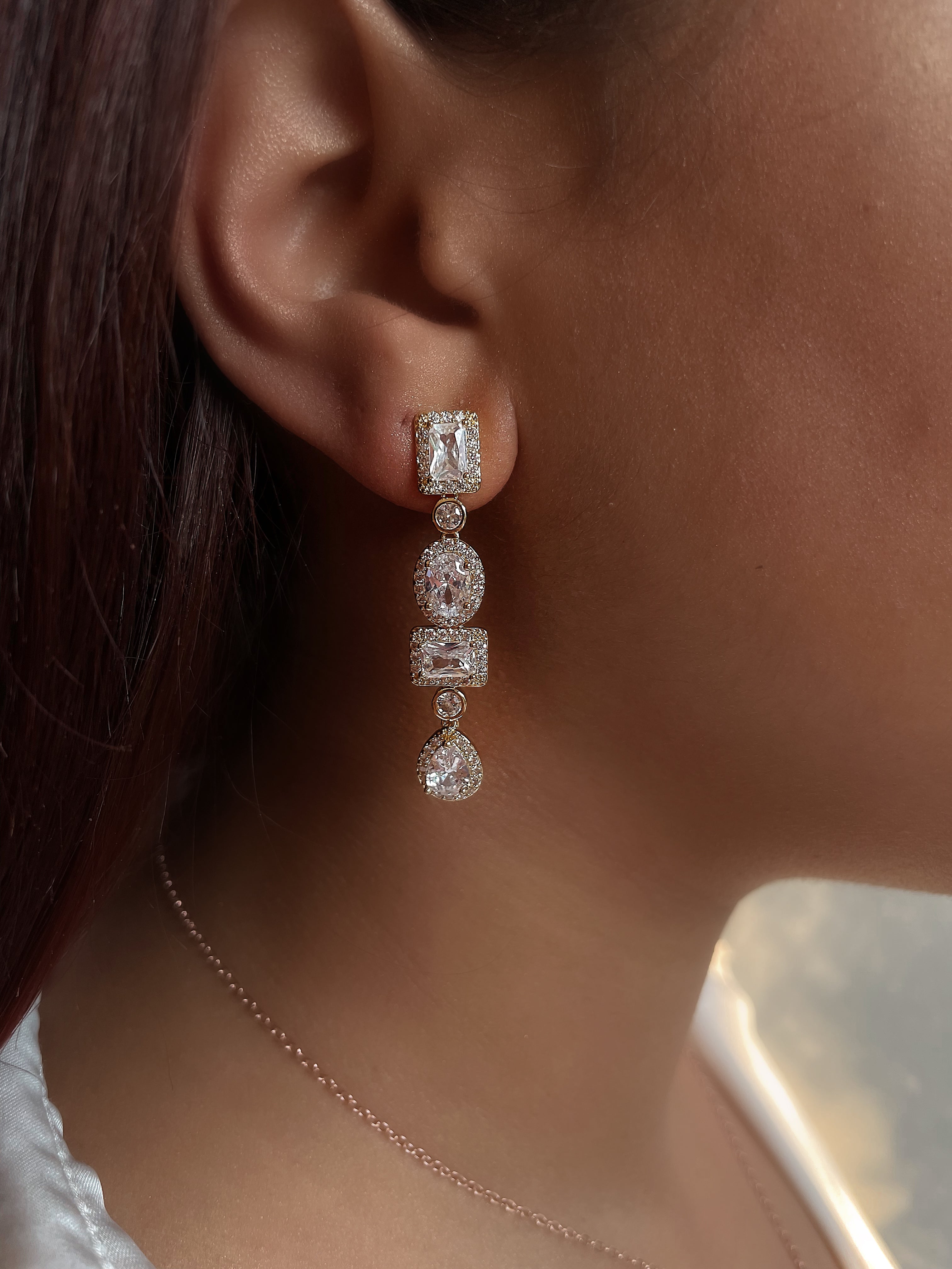 NAWAL | Gold Emerald/Clear | AAA Grade Cubic Zirconia | Earring