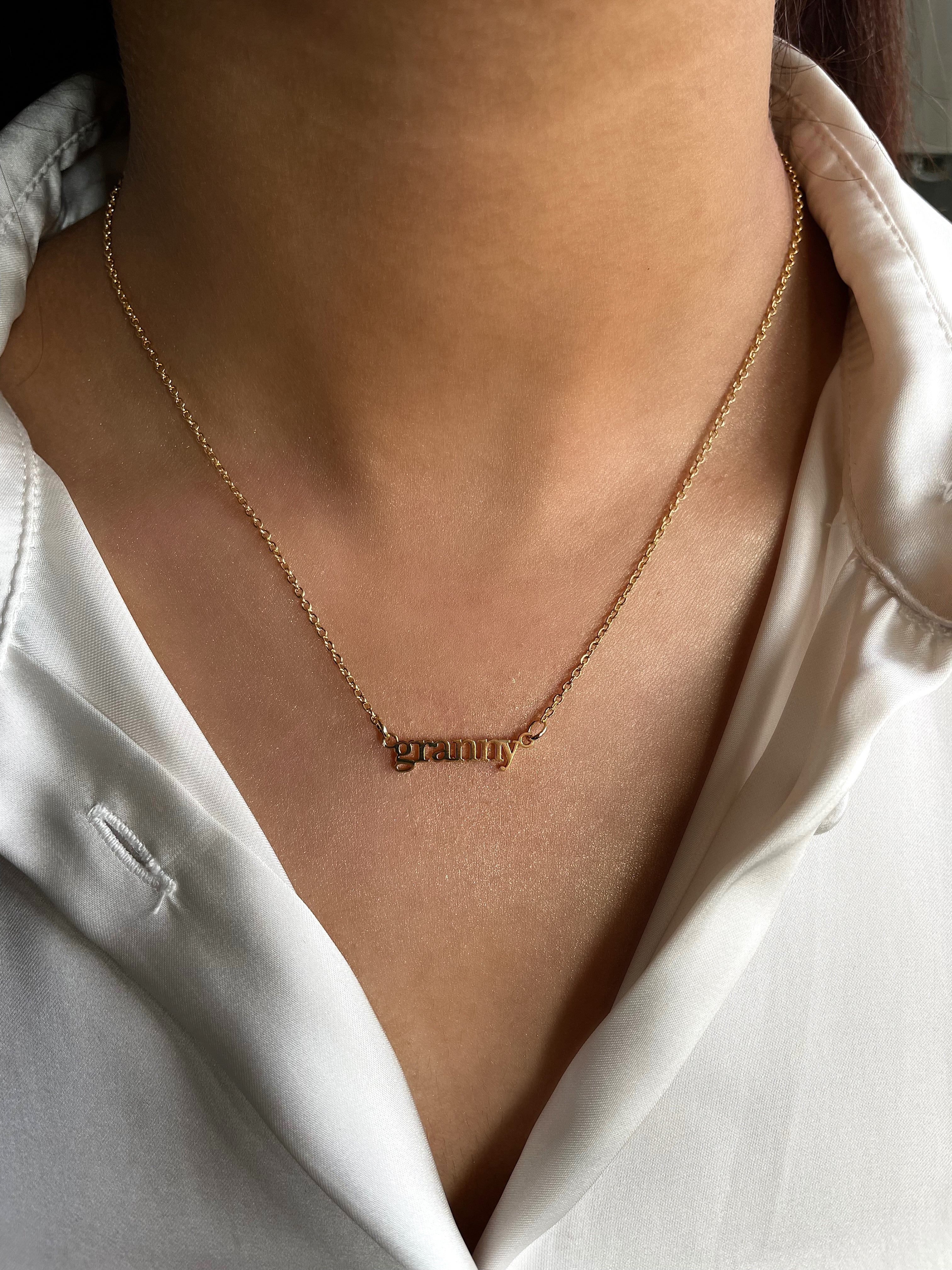 GLAMMA GRANNY GRAN OUMA MA NAN NANI NANA DADI GRANDMA GOGO GLAMMY GIGI | GRANDMOTHER WORD NECKLACES | 11 styles | Tarnish Free | 18ct Gold Plated and Stainless Steel |