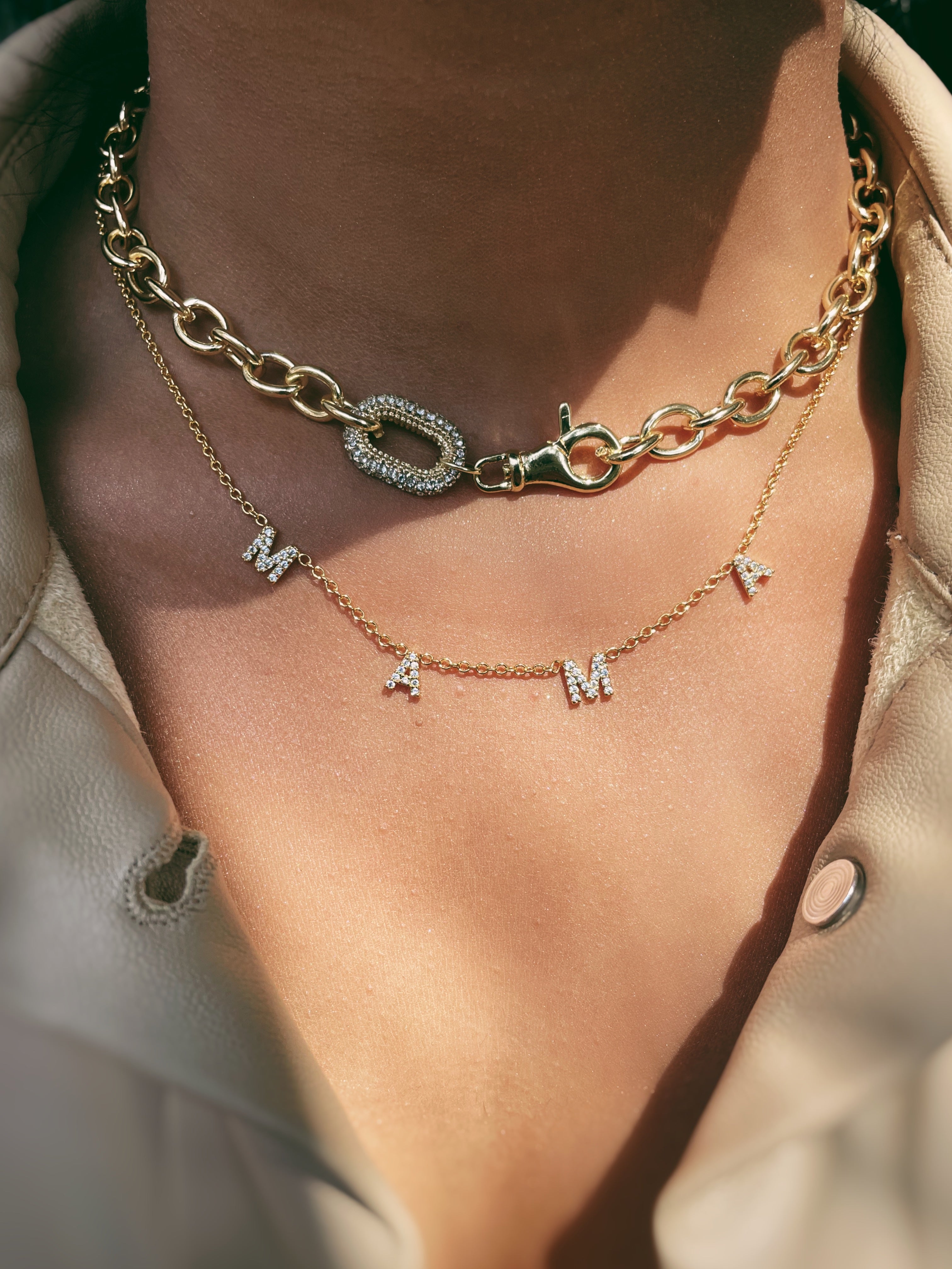 MAMA LUX | 18k Gold/Platium Plated Cubic Zirconia Word Necklace/Bracelet