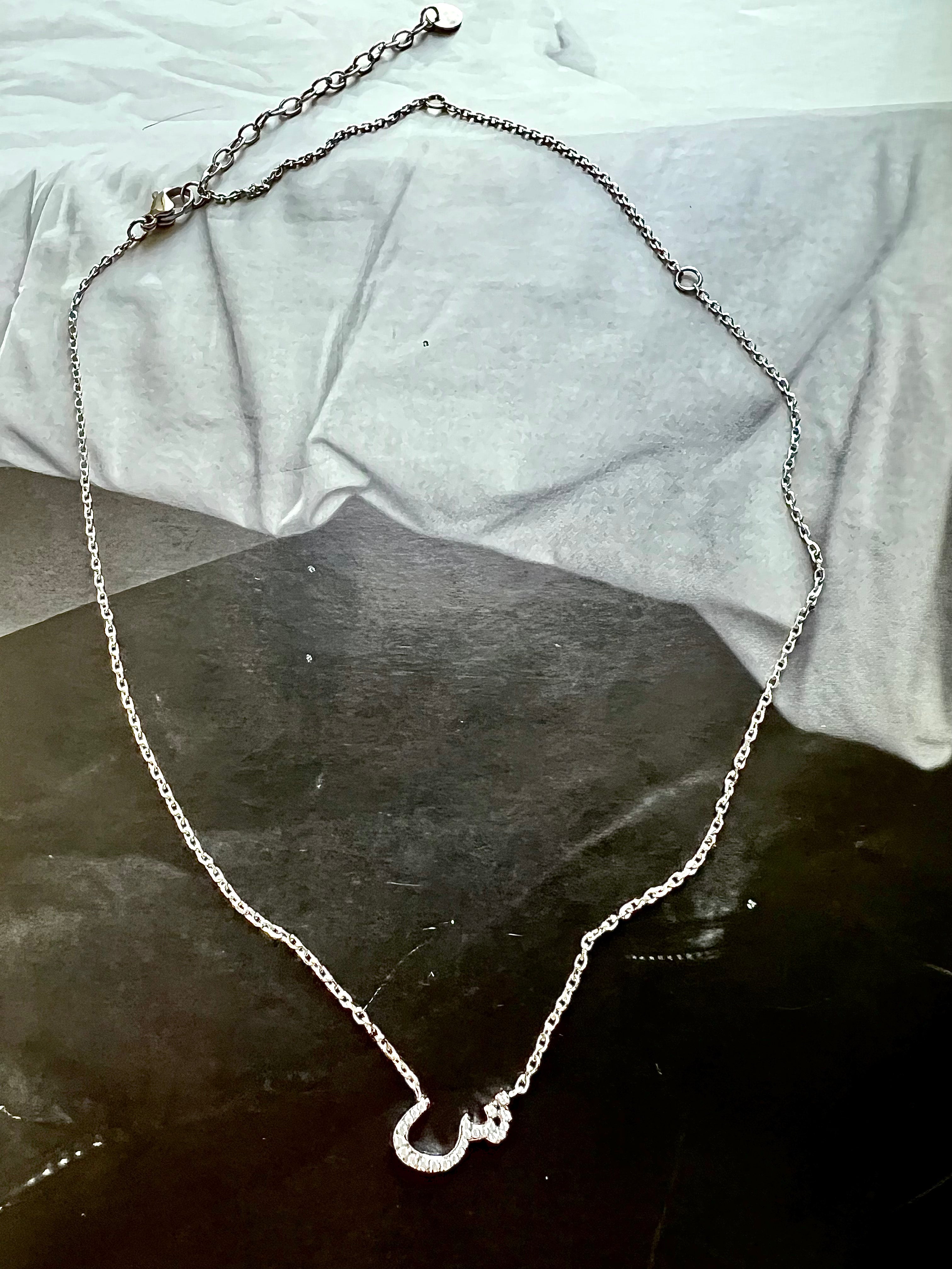 DAZZLING ARABIC INITIAL NECKLACE I Kids/Adults | Tarnish Free | Stainless Steel I 18ct gold plated Cubic Zirconia I Gold/Silver