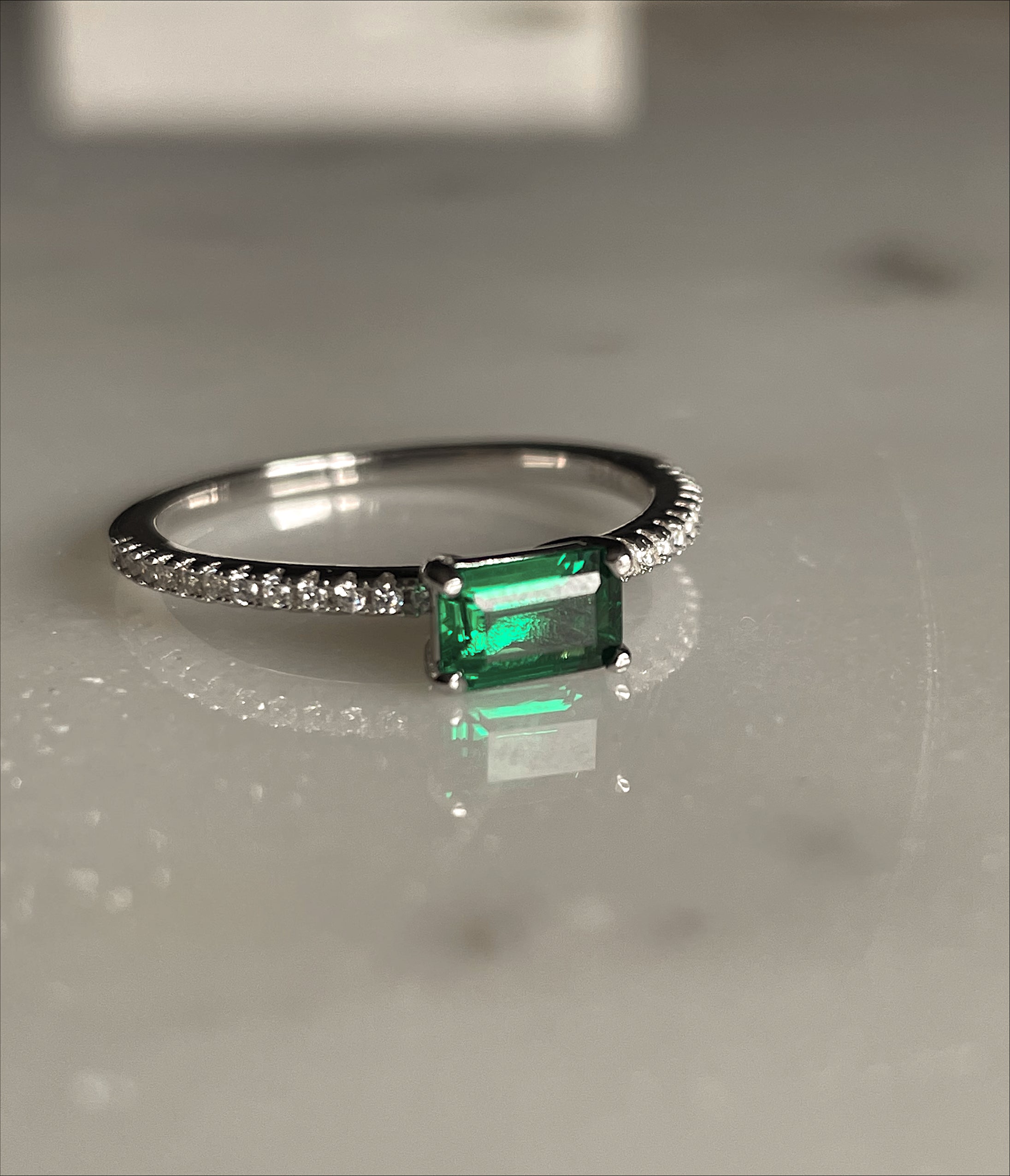 RAPHAELA I Tarnish Free | Eternity Band with centre baguette stone I S925 Sterling Silver I Platinum Plated I Cubic Zirconia (3 colours)