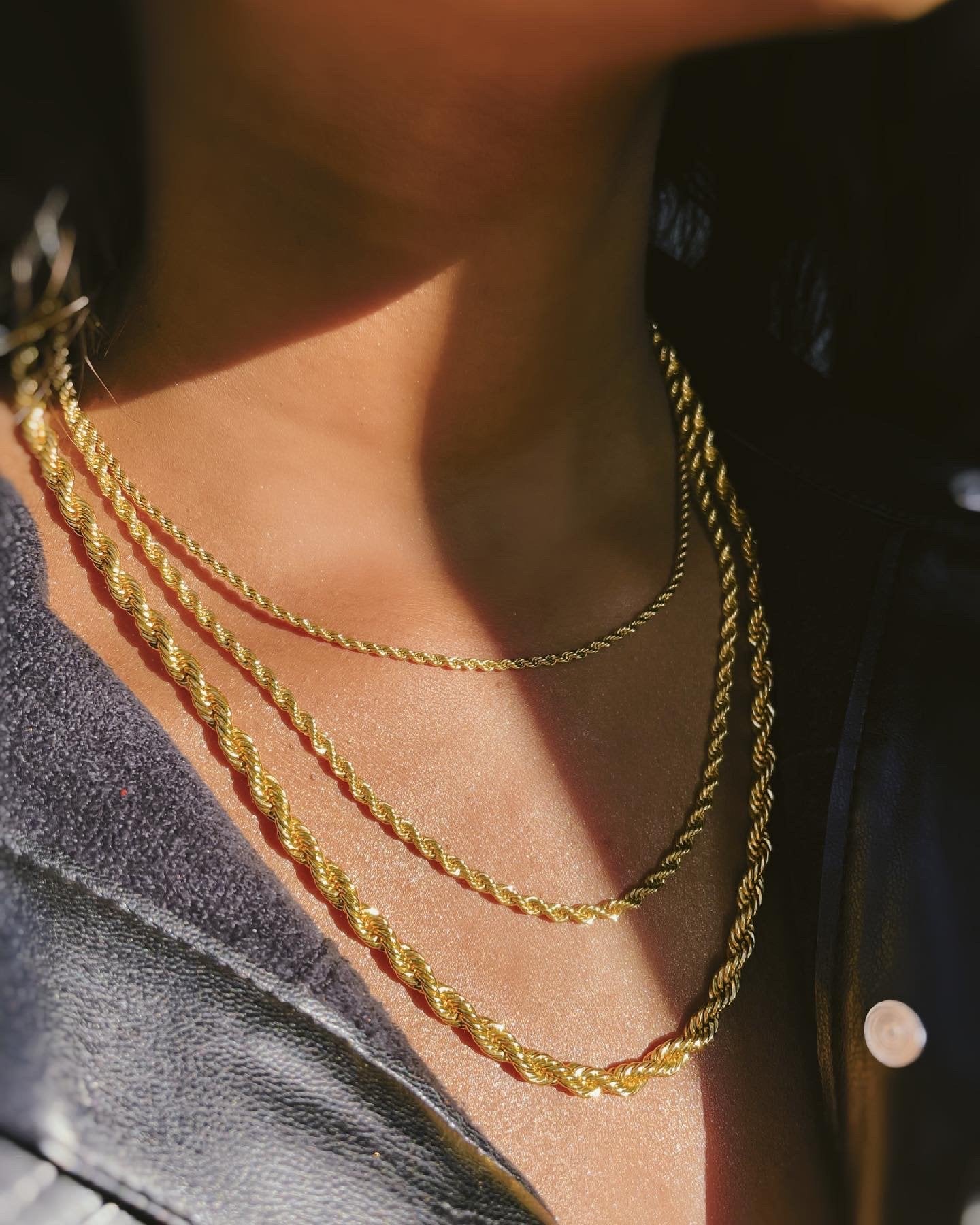 Heidi I Tarnish-Free Thin 2mm, 40cm Gold Rope Necklace