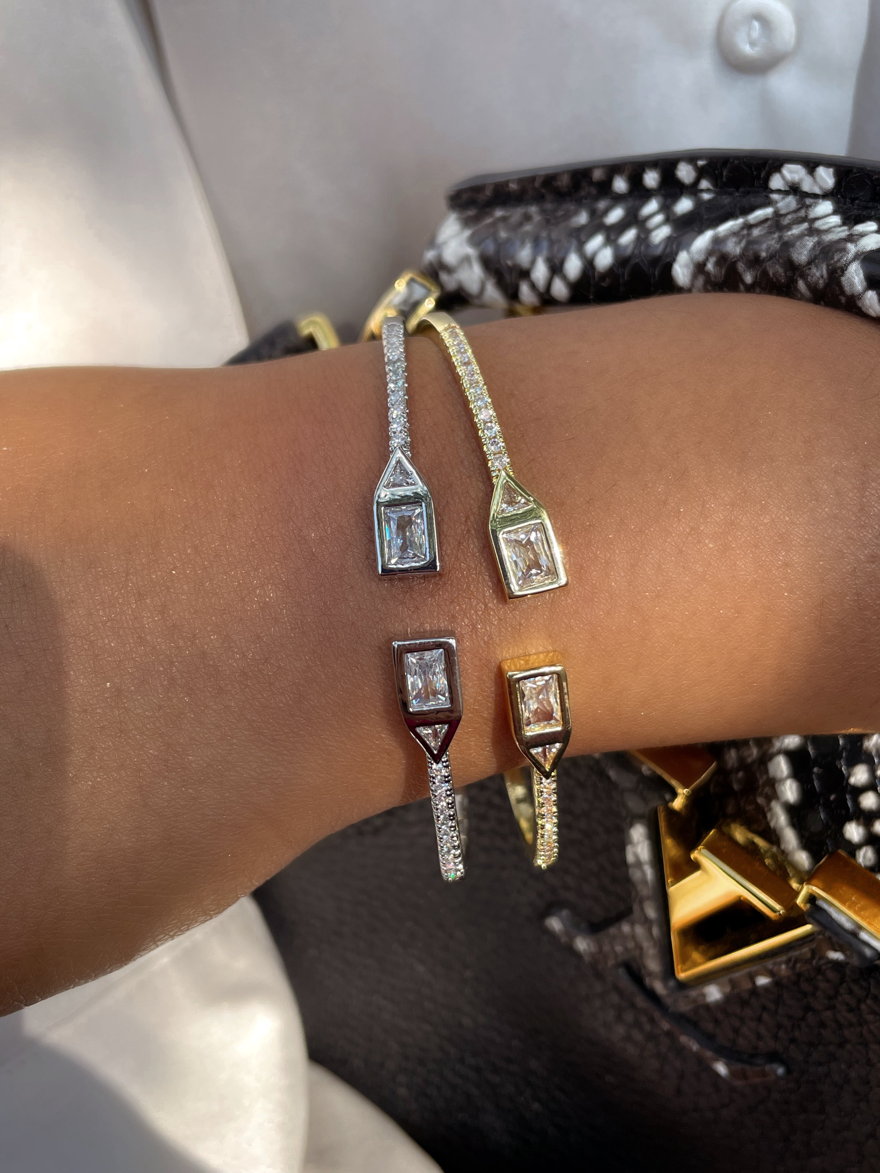 ALIYNA | Gold/Silver | AAA Grade Cubic Zirconia | Adjustable Bangle