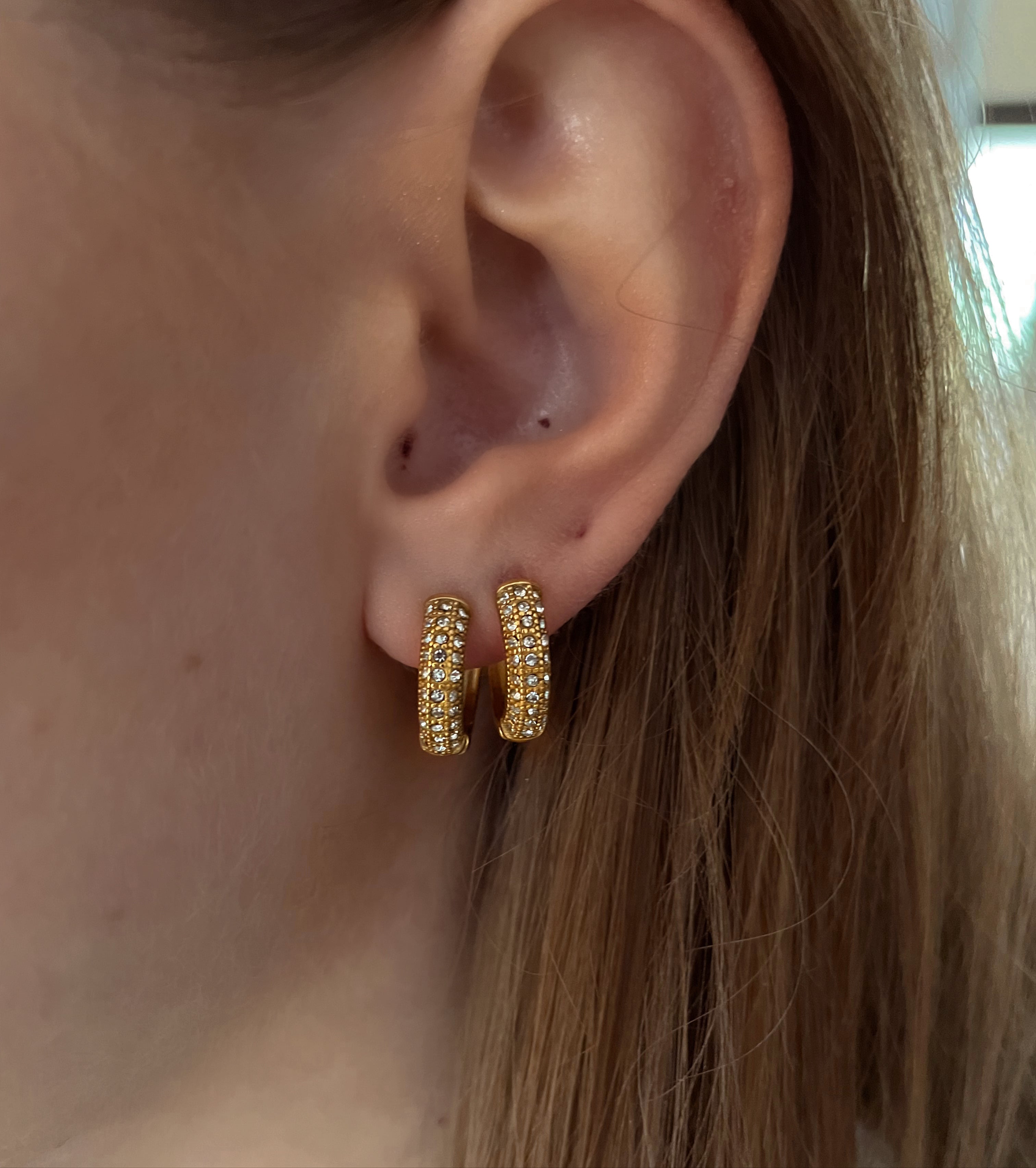 RAKHI | Tarnish-Free | Gold Cubic Zirconia Encrusted Emerald/Clear | Huggies