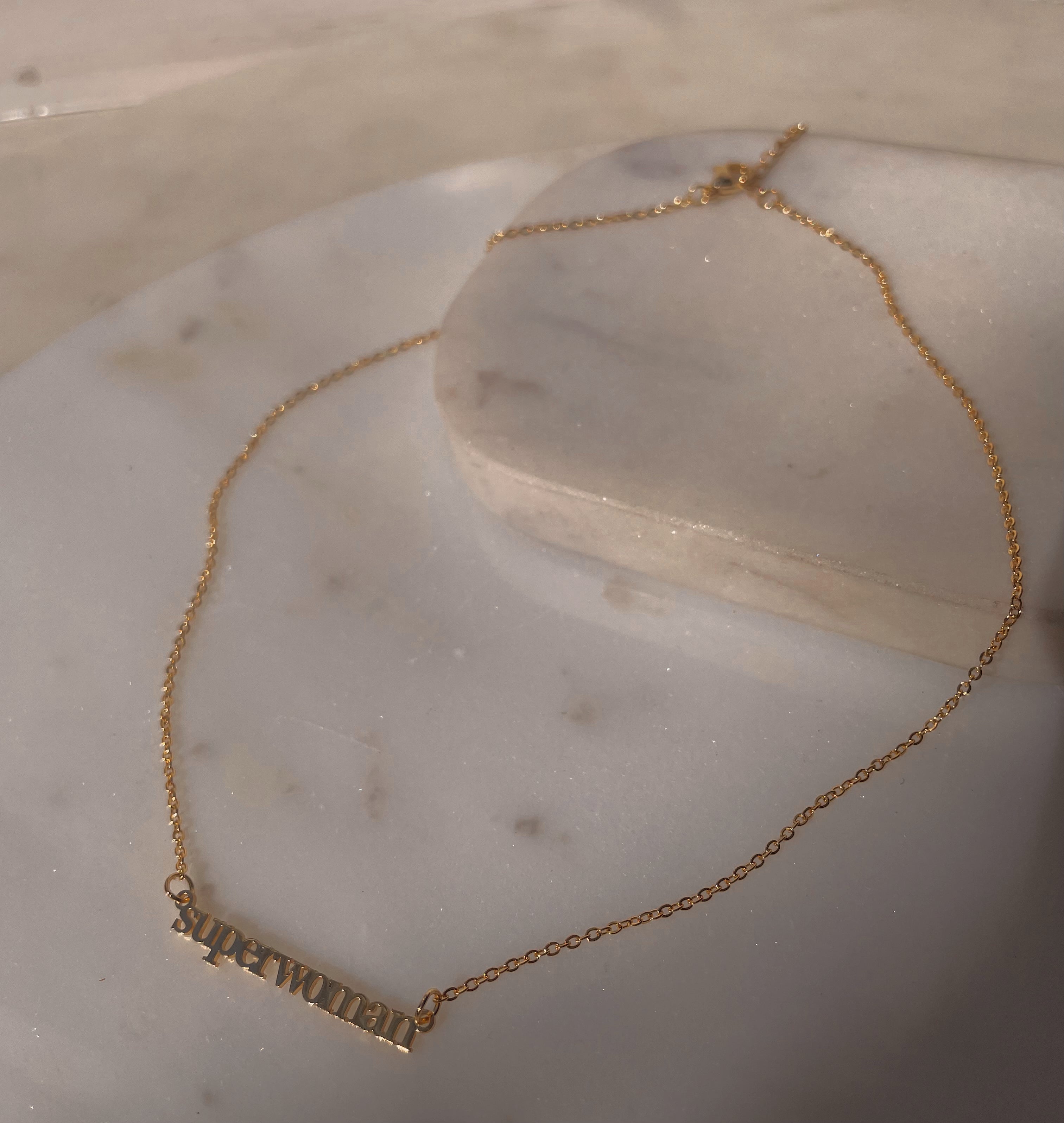 Word Necklaces | Pendant Style | Tarnish Free | 18ct Gold Plated and Stainless Steel | Superwoman/Hustler/Abundant/Beautiful/Bossbabe