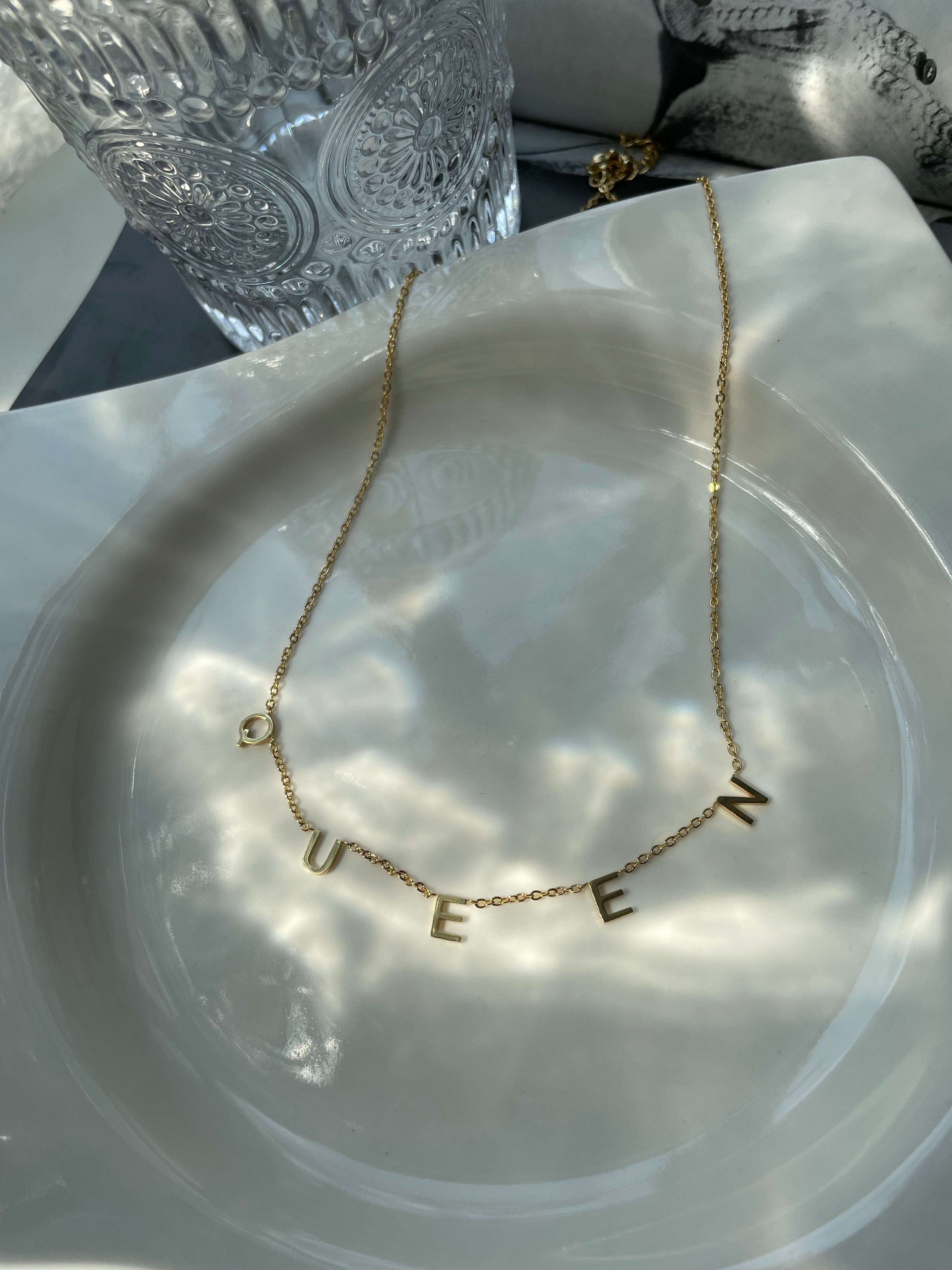 Word Necklaces | Spaced Out | Tarnish Free | 18ct Gold Plated and Stainless Steel | Wifey/Queen/Be Kind/Dream/Love/Peace/Breathe/Boss/Angel/Amour/Bestie/Lucky/Brave/Blessed