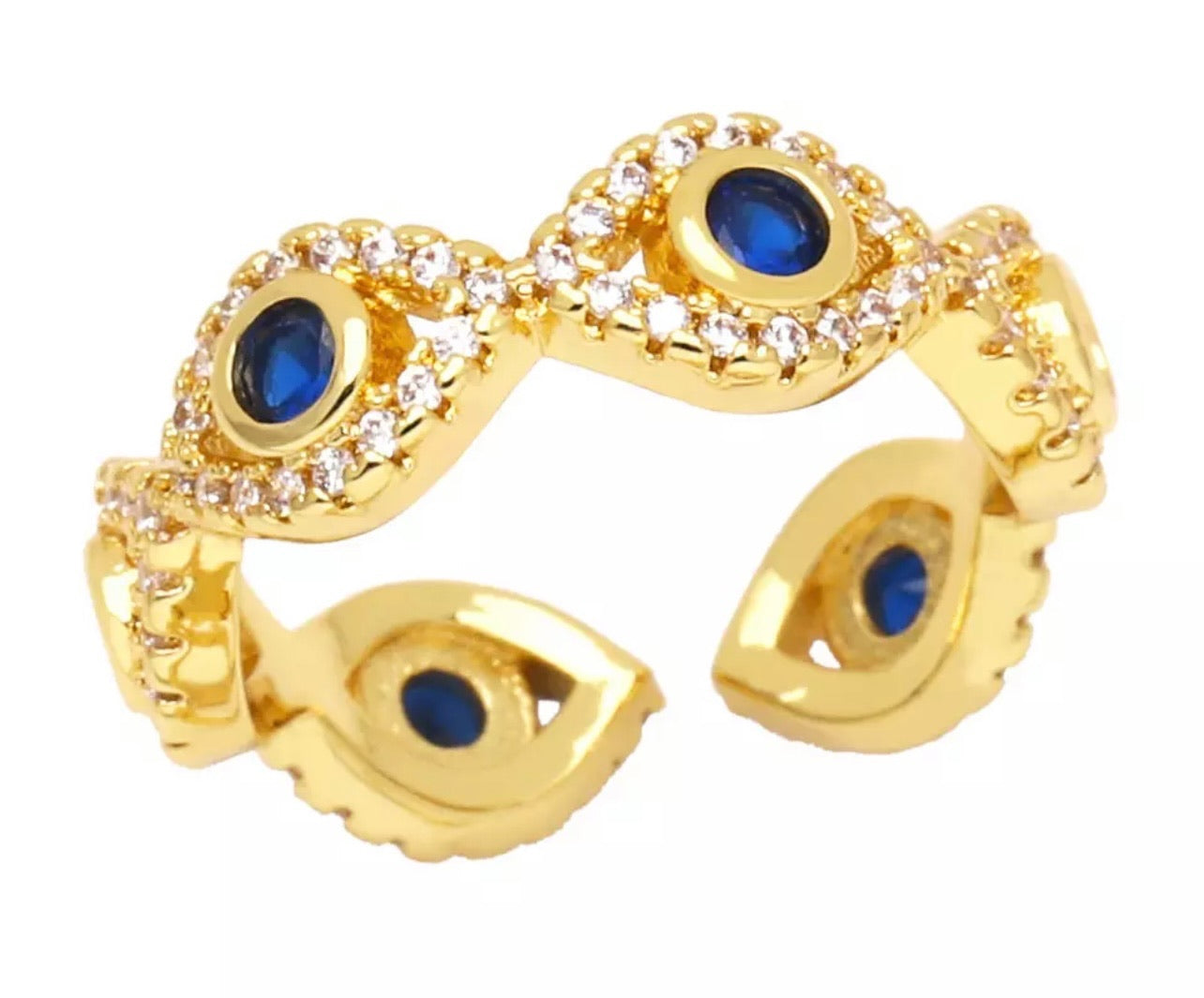 THALIA | Evil Eye | Encrusted Adjustable Ring