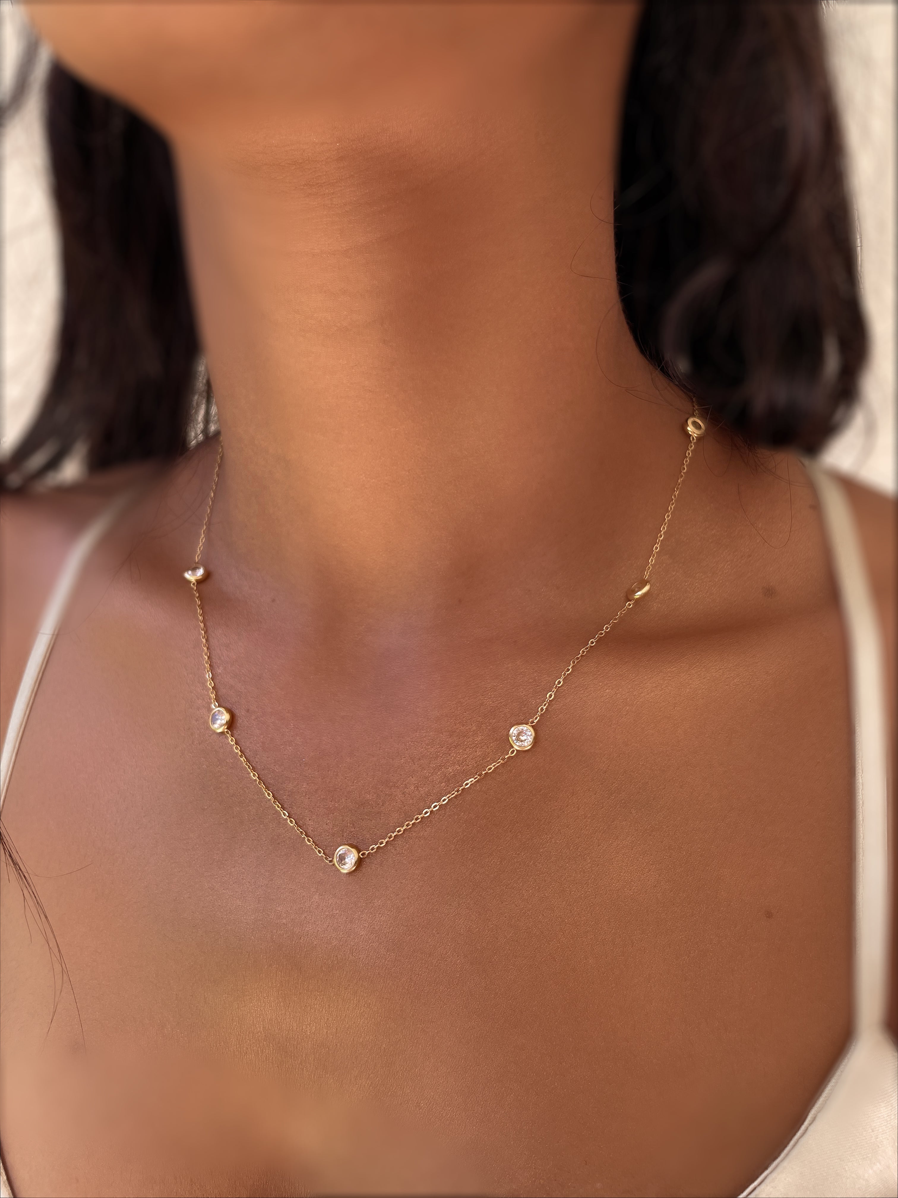 DIAMOND DROPS | Tarnish-Free | Gold Clear Cubic Zirconia Drop | Necklace
