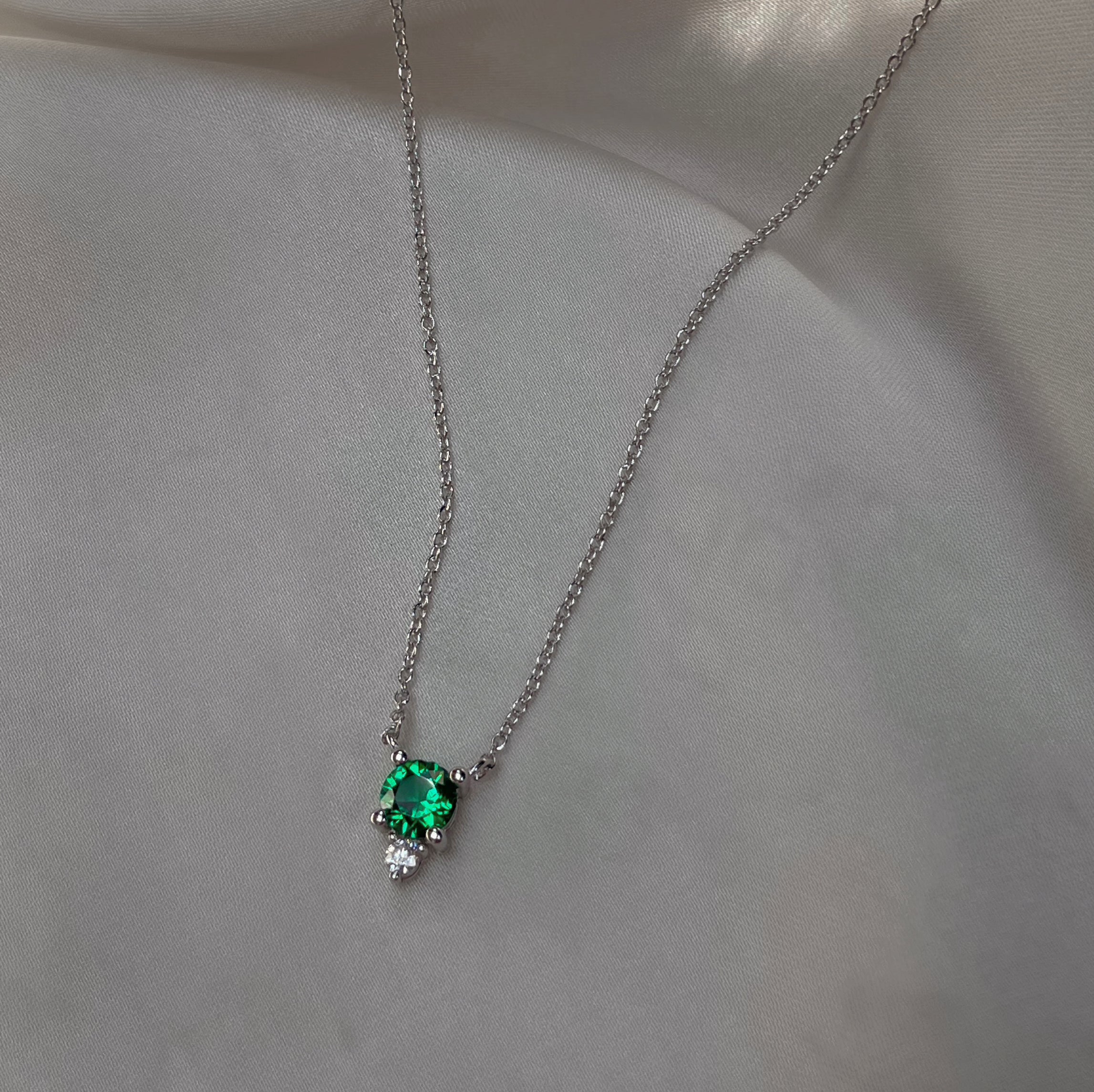 ELIXIR | S925 Emerald Green Sterling Silver 18ct gold plated Cubic Zirconia Necklace