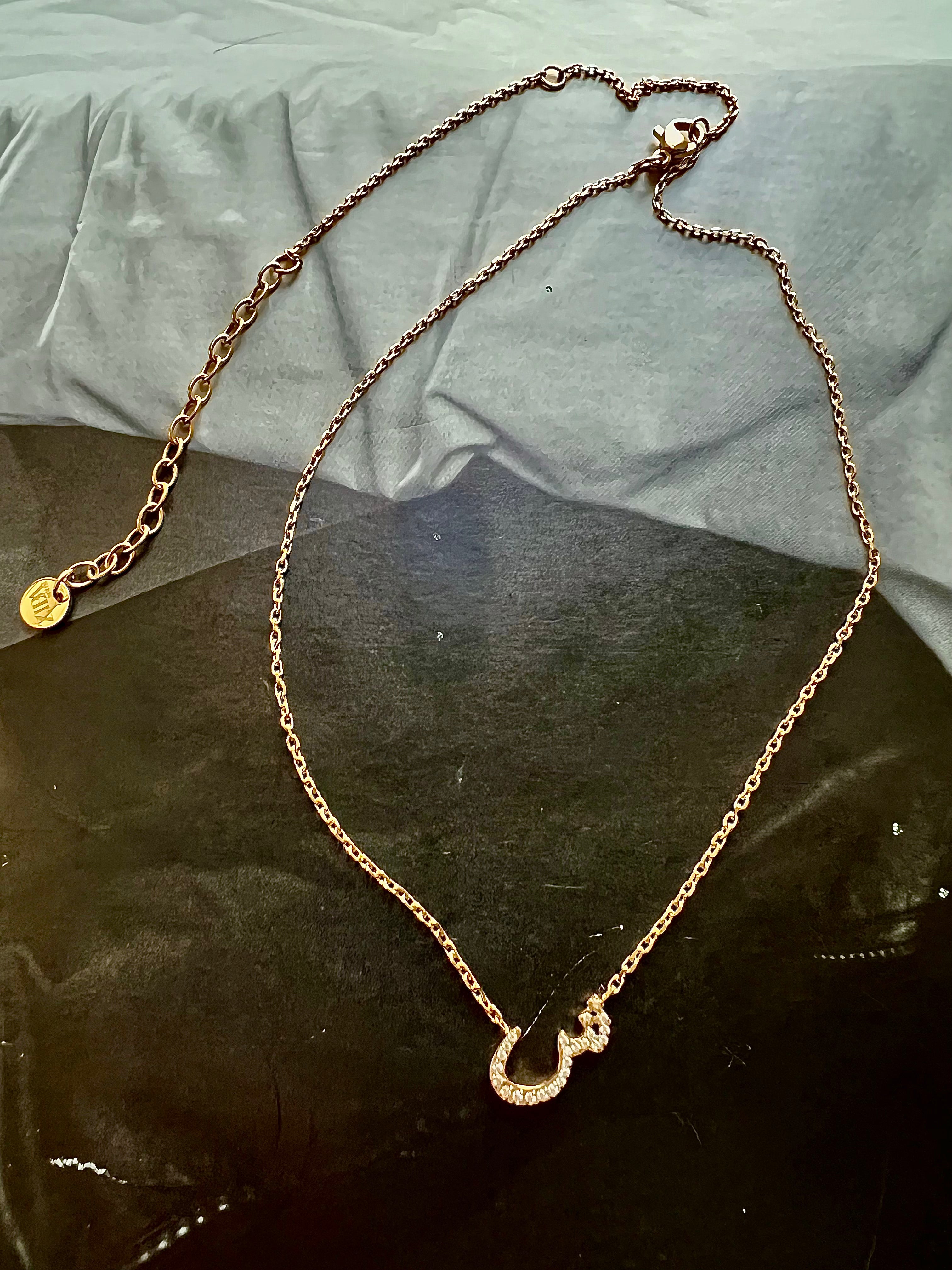 DAZZLING ARABIC INITIAL NECKLACE I Kids/Adults | Tarnish Free | Stainless Steel I 18ct gold plated Cubic Zirconia I Gold/Silver