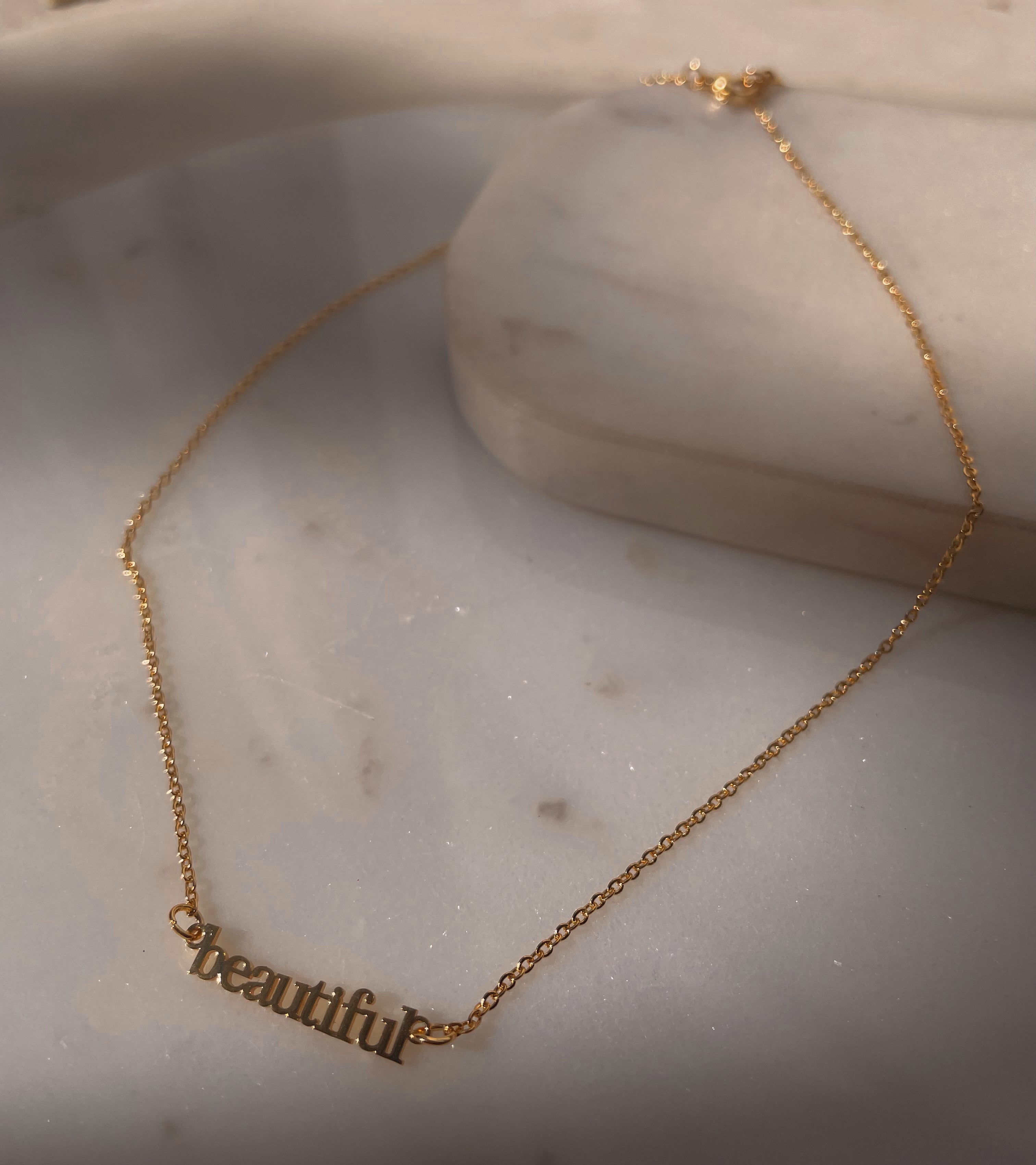 Word Necklaces | Pendant Style | Tarnish Free | 18ct Gold Plated and Stainless Steel | Superwoman/Hustler/Abundant/Beautiful/Bossbabe