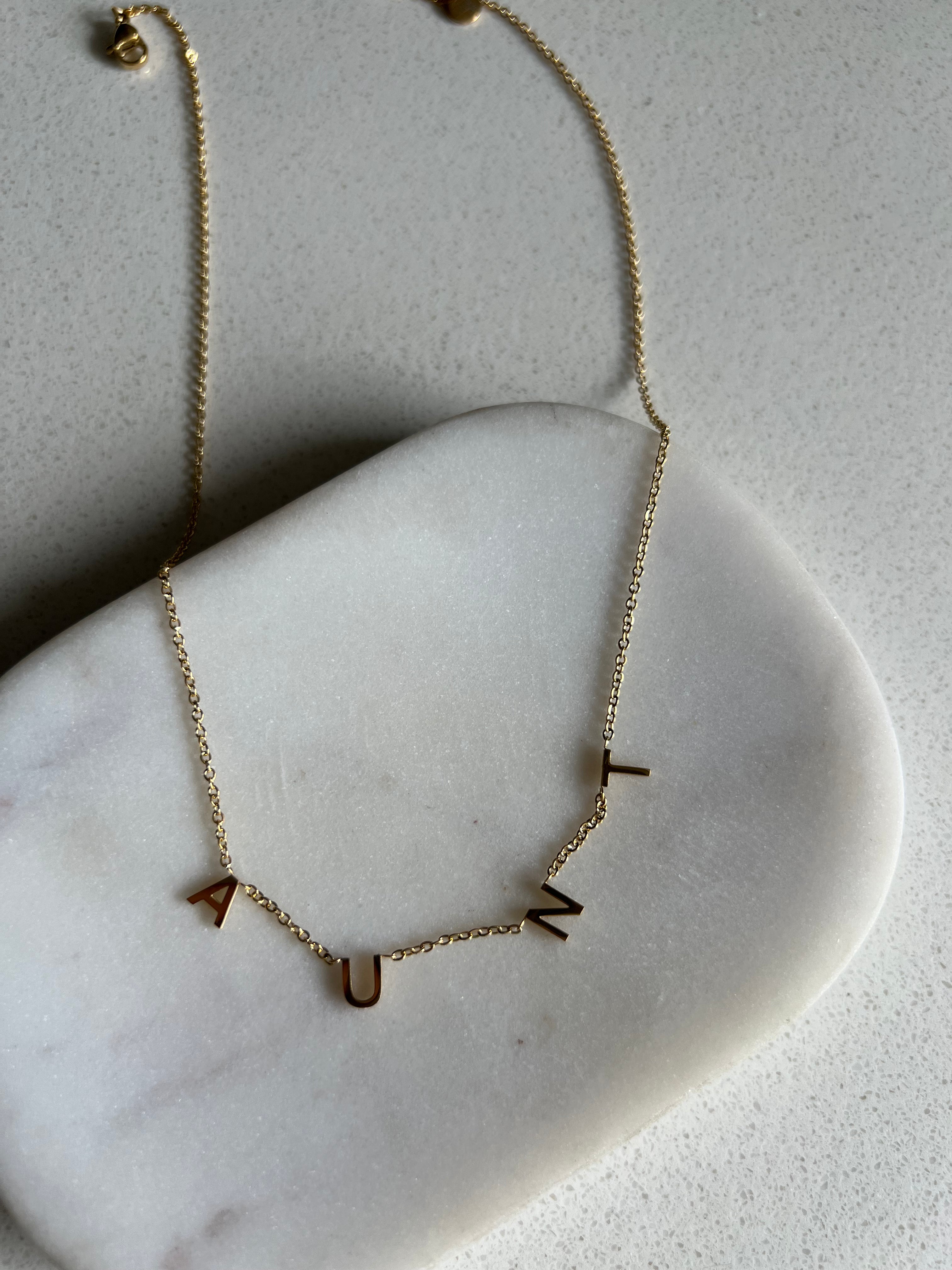 AUNT NECKLACES | 16 Terms | Spaced Out/Pendant Style | Tarnish Free | 18ct Gold Plated and Stainless Steel |