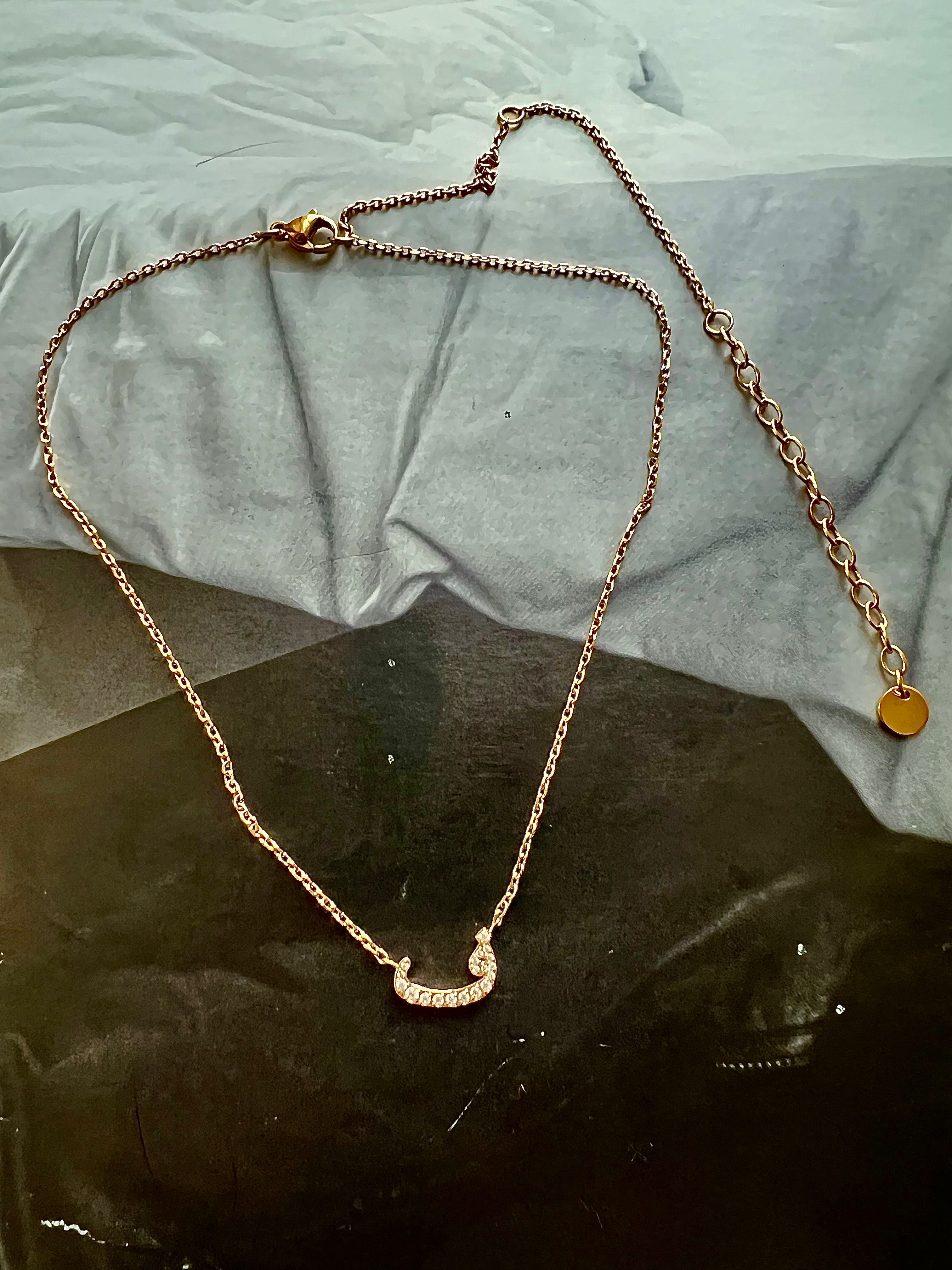 DAZZLING ARABIC INITIAL NECKLACE I Kids/Adults | Tarnish Free | Stainless Steel I 18ct gold plated Cubic Zirconia I Gold/Silver