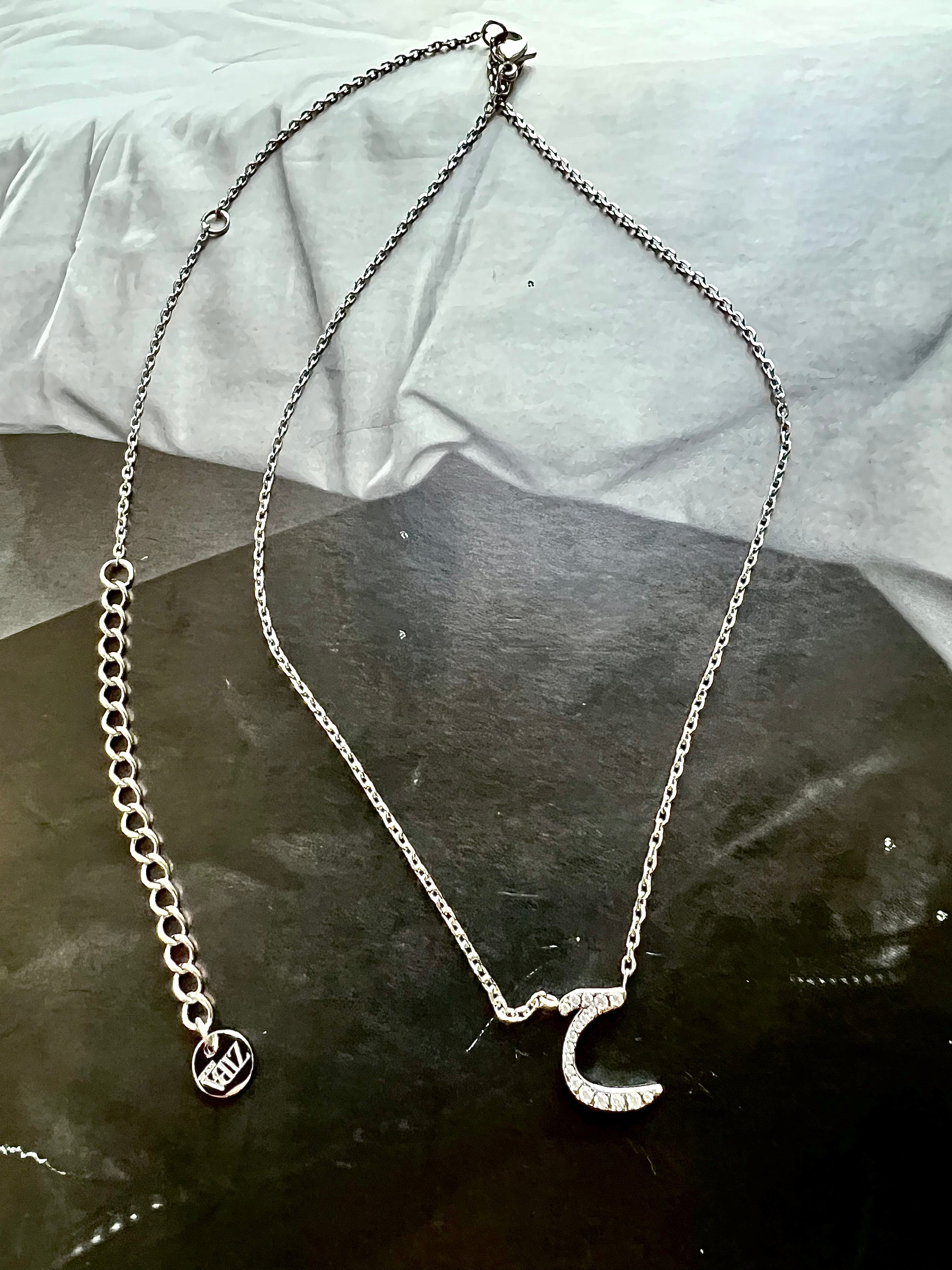 DAZZLING ARABIC INITIAL NECKLACE I Kids/Adults | Tarnish Free | Stainless Steel I 18ct gold plated Cubic Zirconia I Gold/Silver