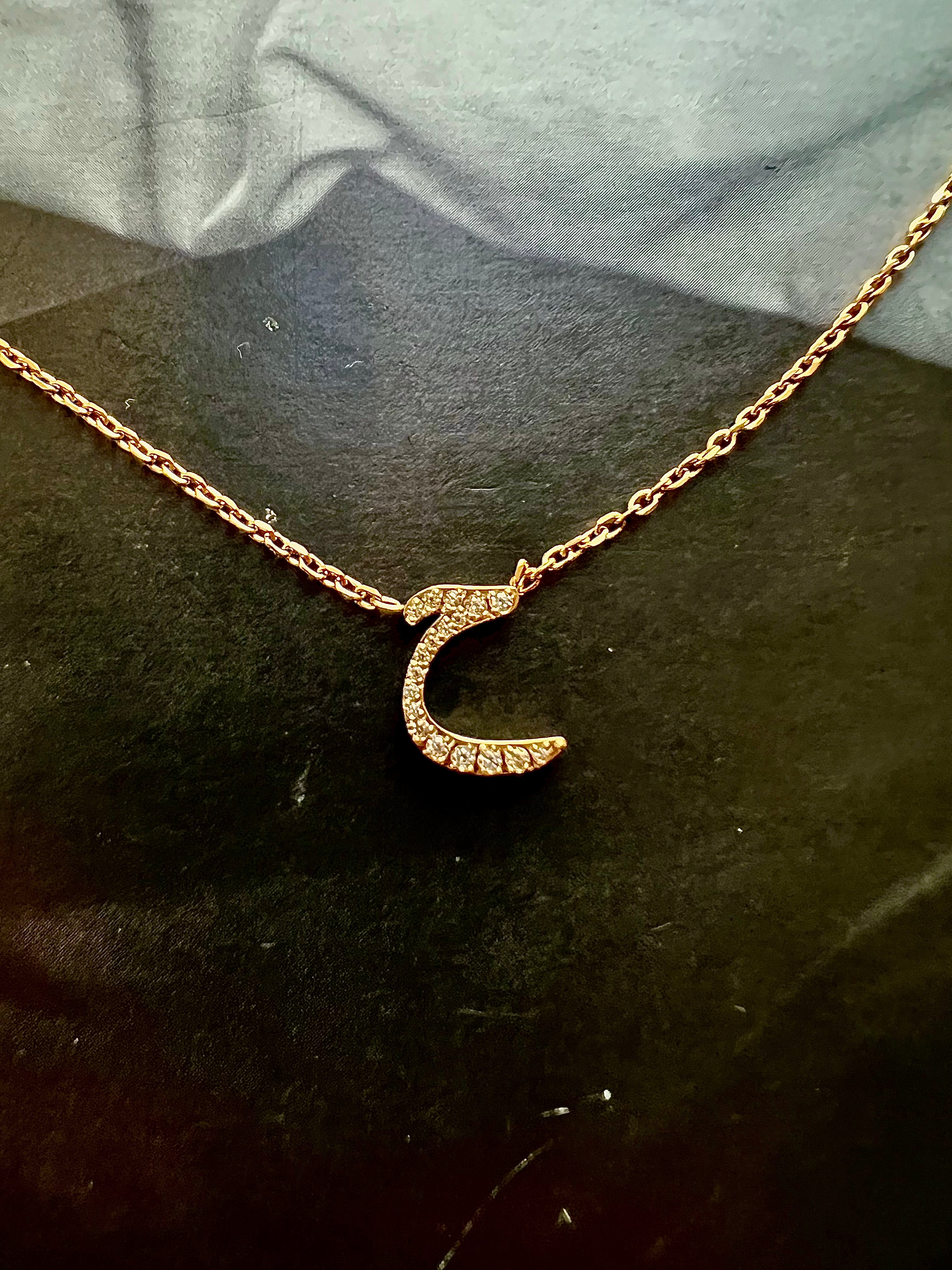 DAZZLING ARABIC INITIAL NECKLACE I Kids/Adults | Tarnish Free | Stainless Steel I 18ct gold plated Cubic Zirconia I Gold/Silver