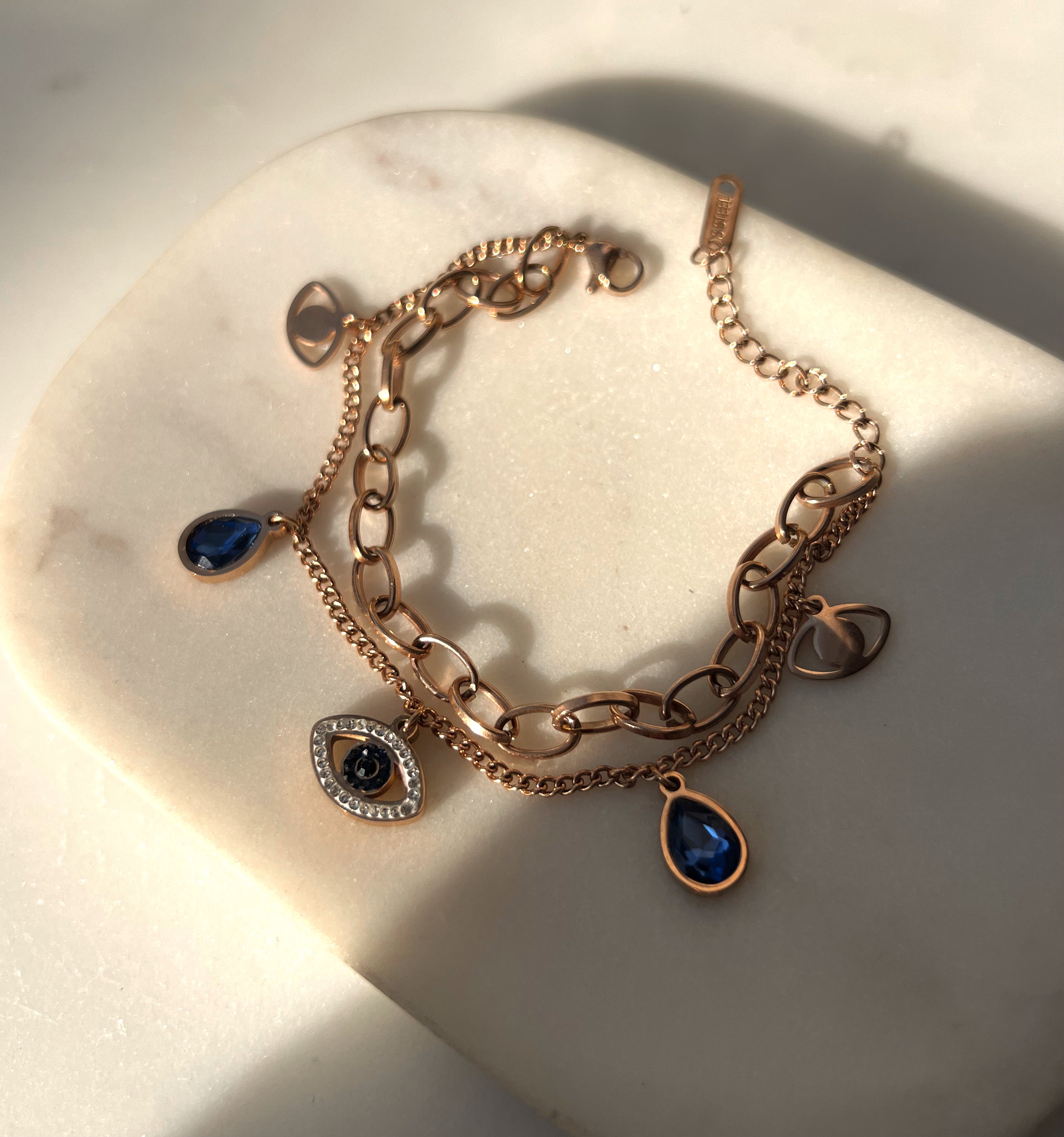 RANA | Evil Eye Charm | Stainless Steel 18k Gold/ Silver/ Rose Gold | Bracelet