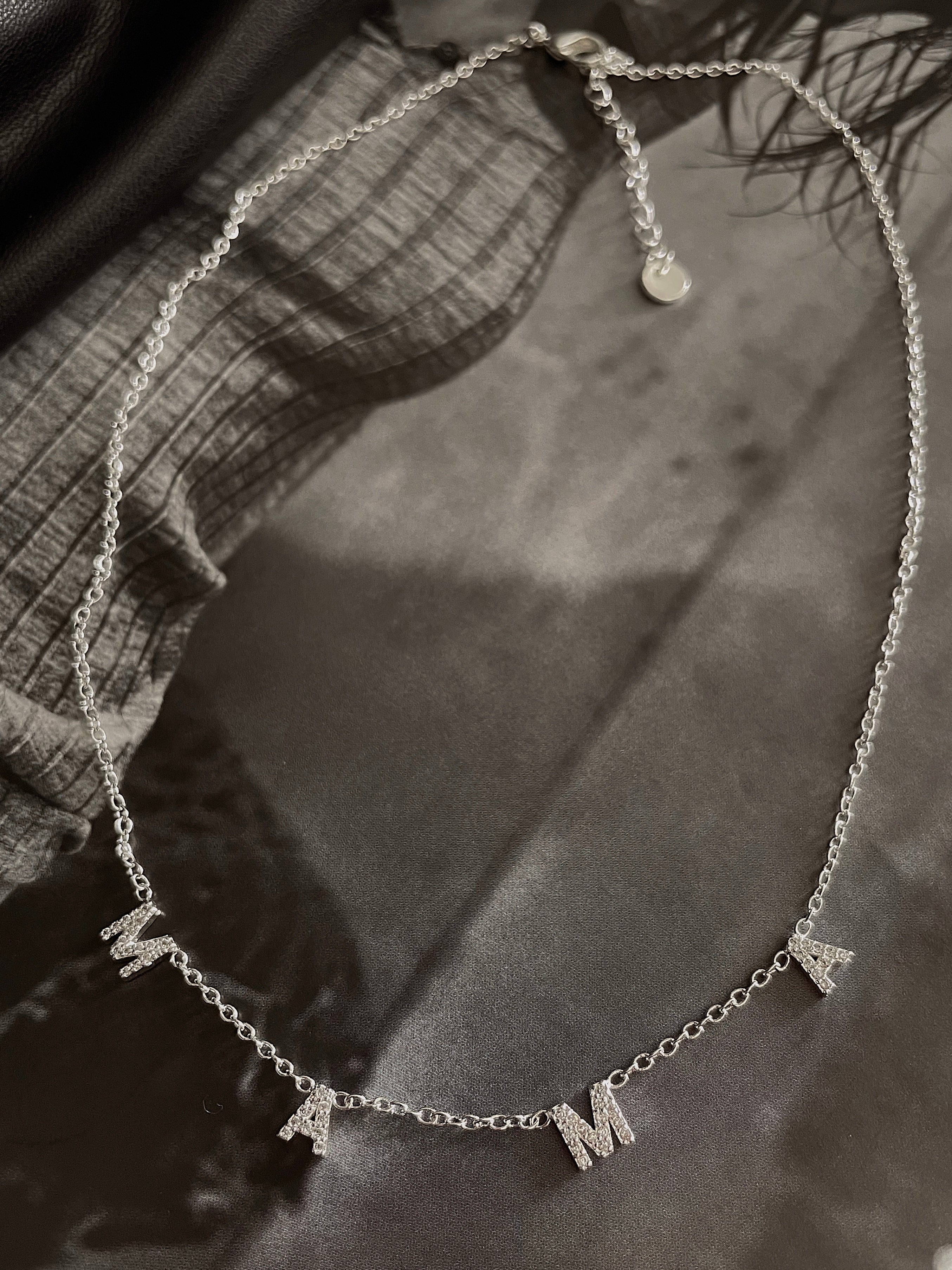 MAMA LUX | 18k Gold/Platium Plated Cubic Zirconia Word Necklace/Bracelet