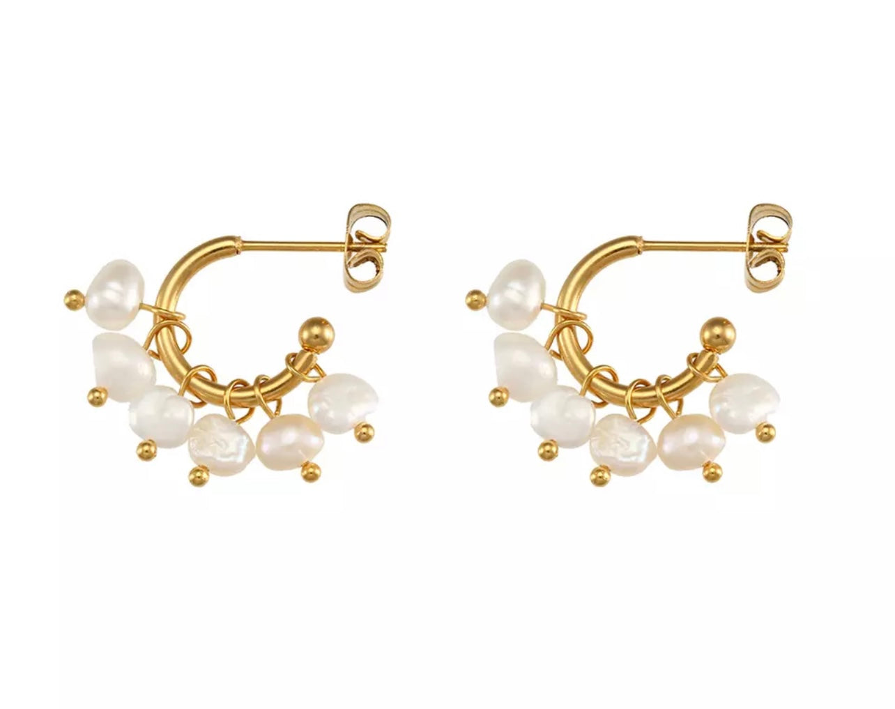 TUSCANY | Tarnish Free | Fresh-Water Pearl | Dainty Gold Hoop | Earring