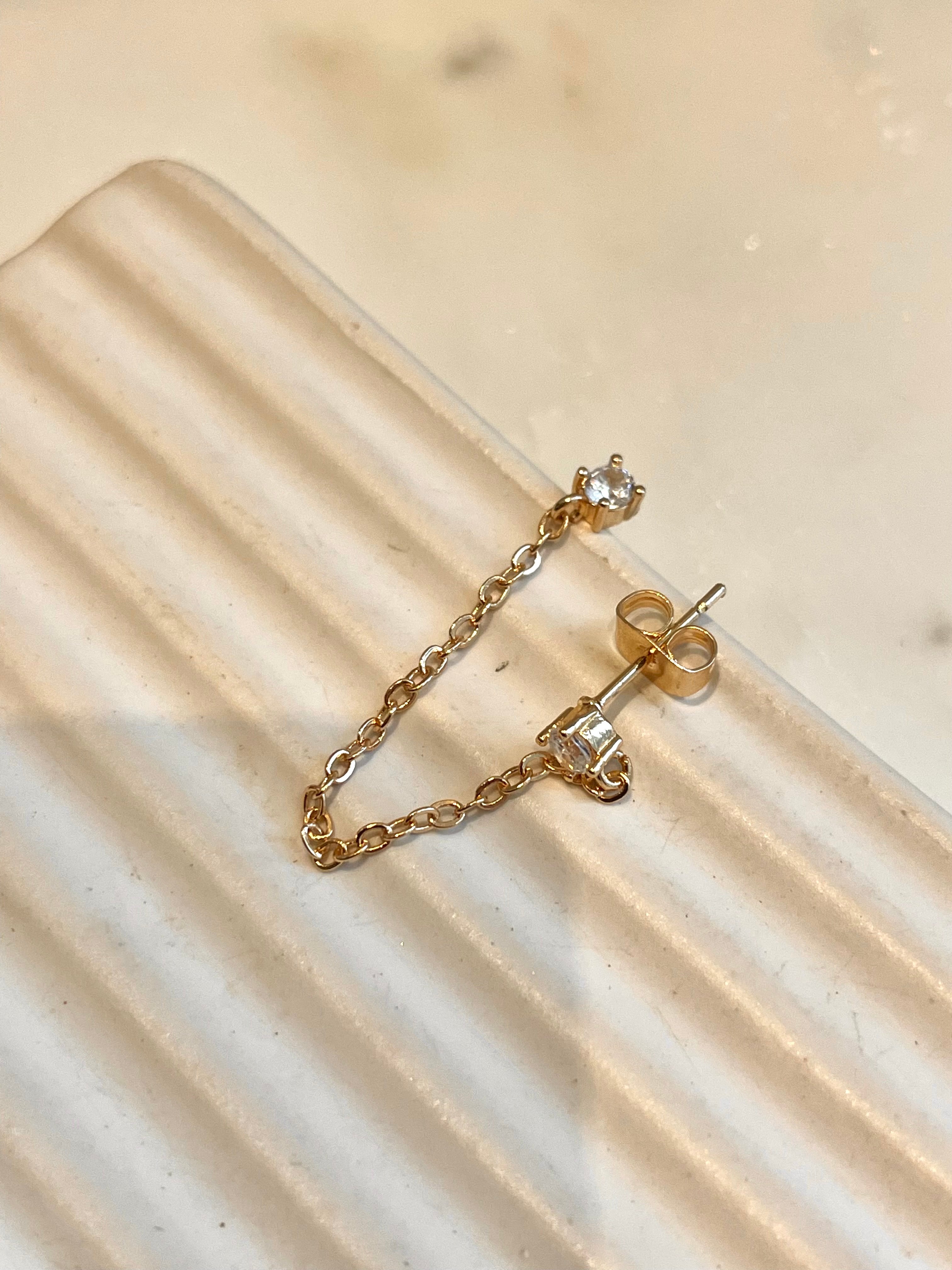 DIVA HIGH | Cubic Zirconia Double Stud Earrings | 1pc