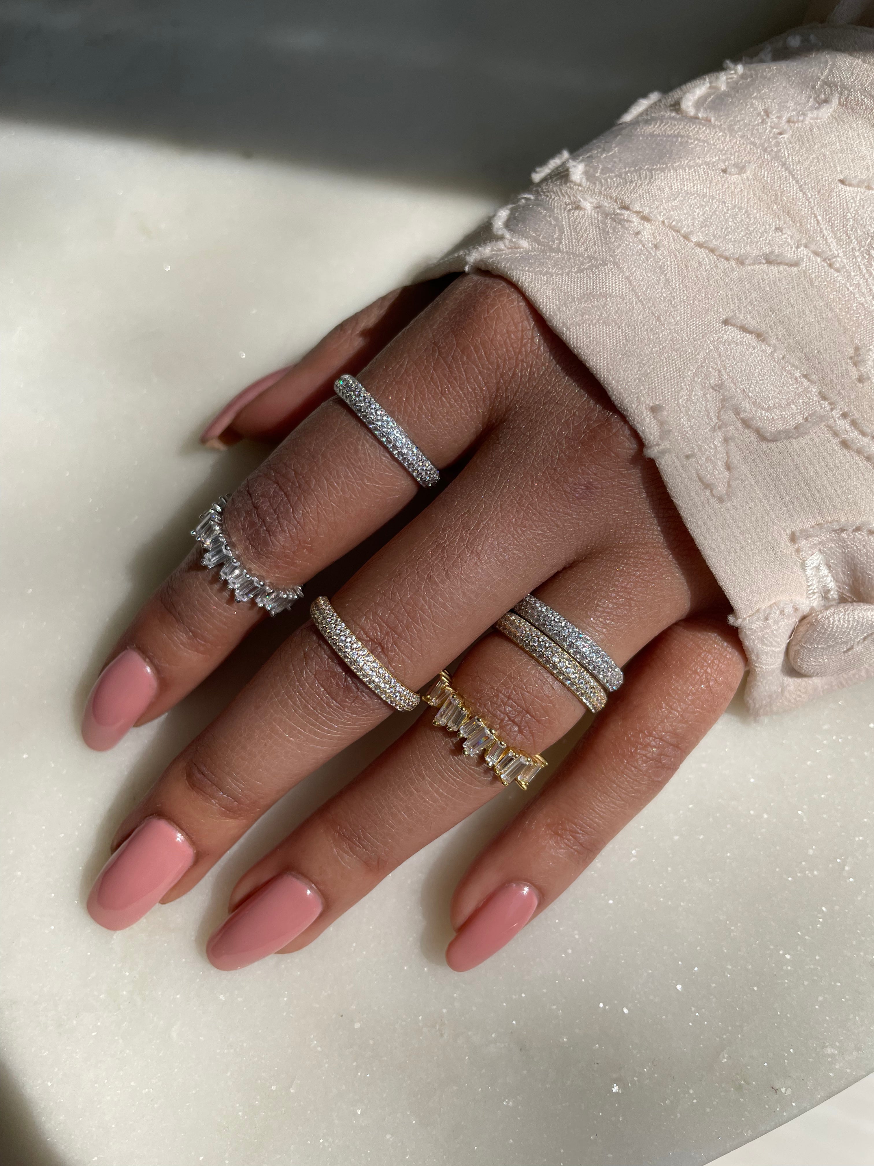 VIOLETTA | S925 Sterling Silver I 18k Gold/Platinum Plated I Cubic Zirconia Pave Ring