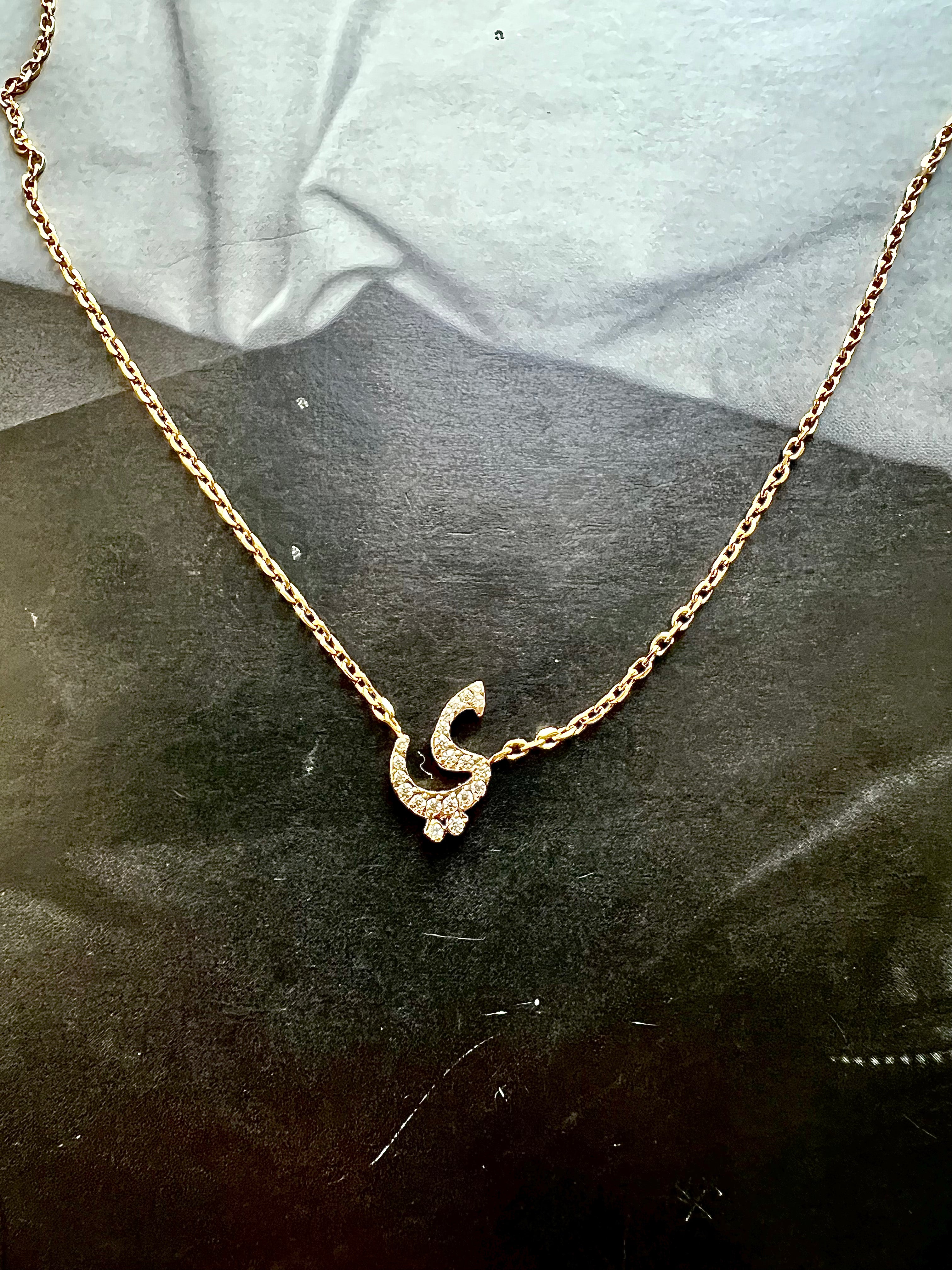 DAZZLING ARABIC INITIAL NECKLACE I Kids/Adults | Tarnish Free | Stainless Steel I 18ct gold plated Cubic Zirconia I Gold/Silver