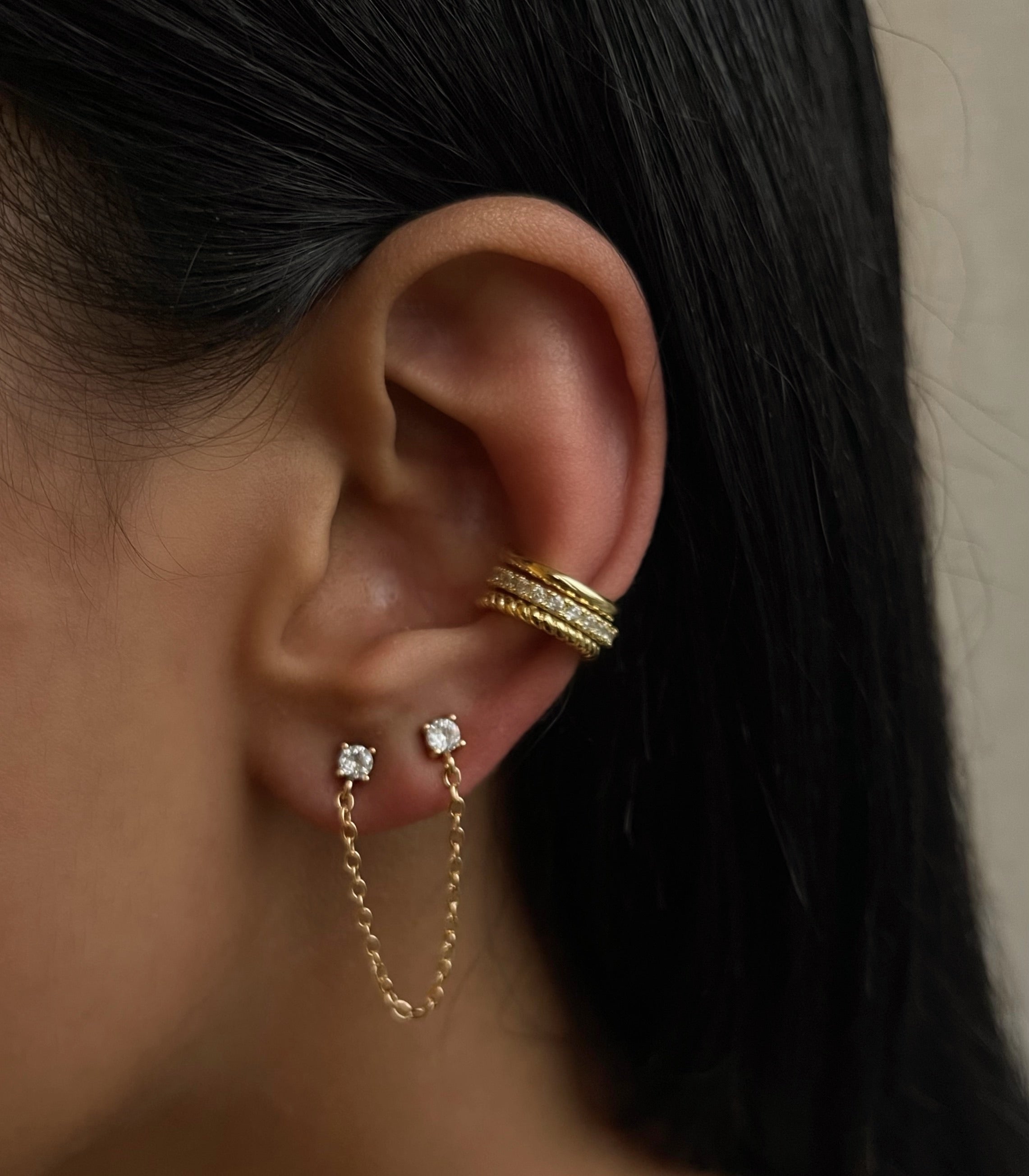 DIVA HIGH | Cubic Zirconia Double Stud Earrings | 1pc