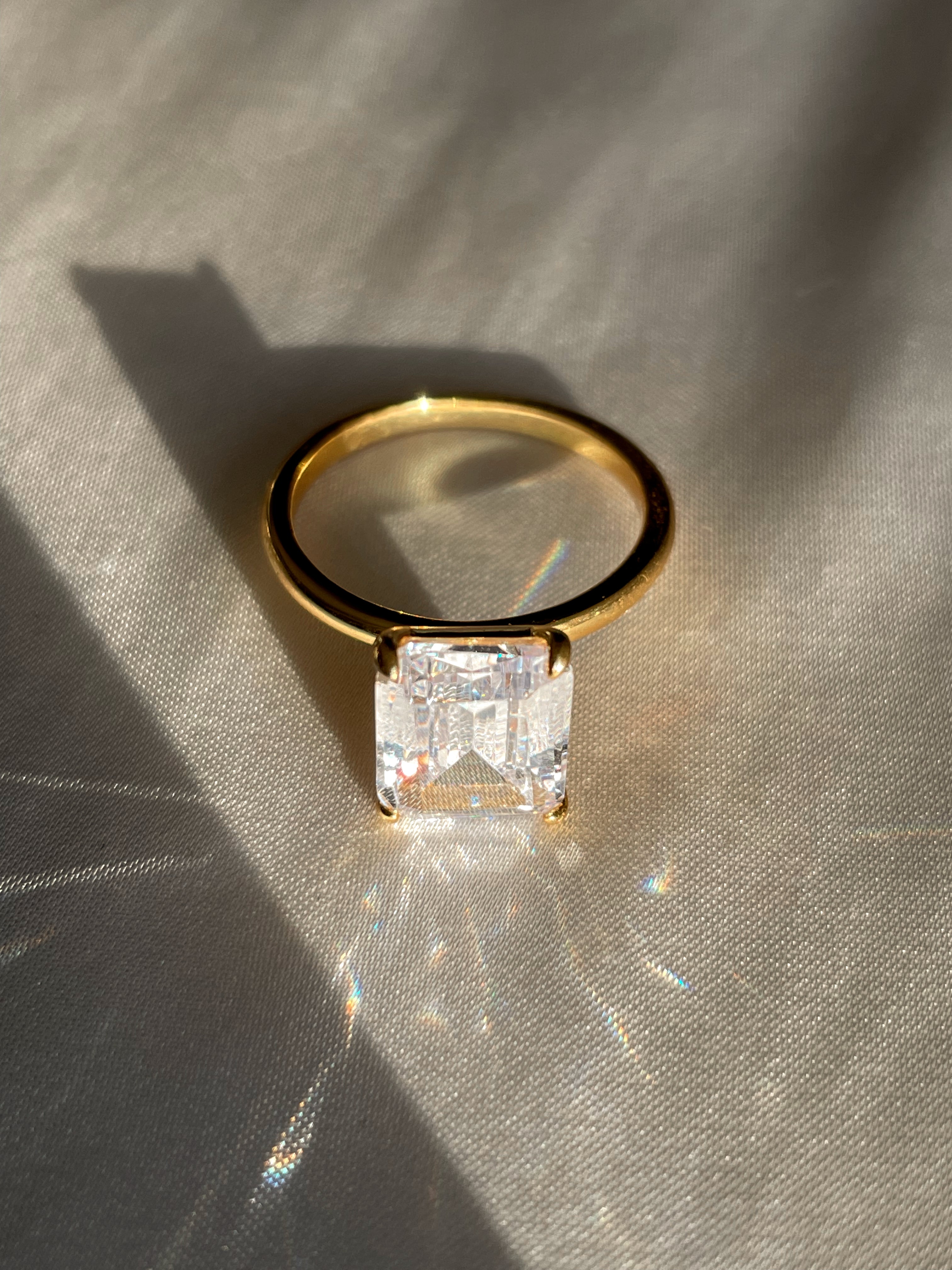 CANNES I Tarnish Free | Eternity Band with centre baguette stone I S925 Sterling Silver I Platinum Plated I Cubic Zirconia (3 colours)