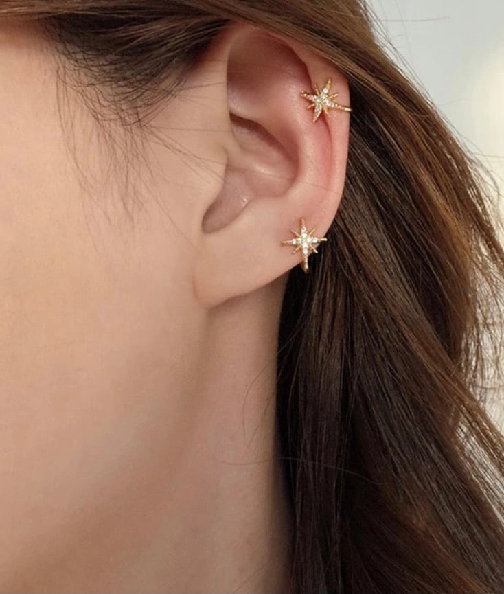 Shooting Star Cubic Zirconia ear cuffs (pair)