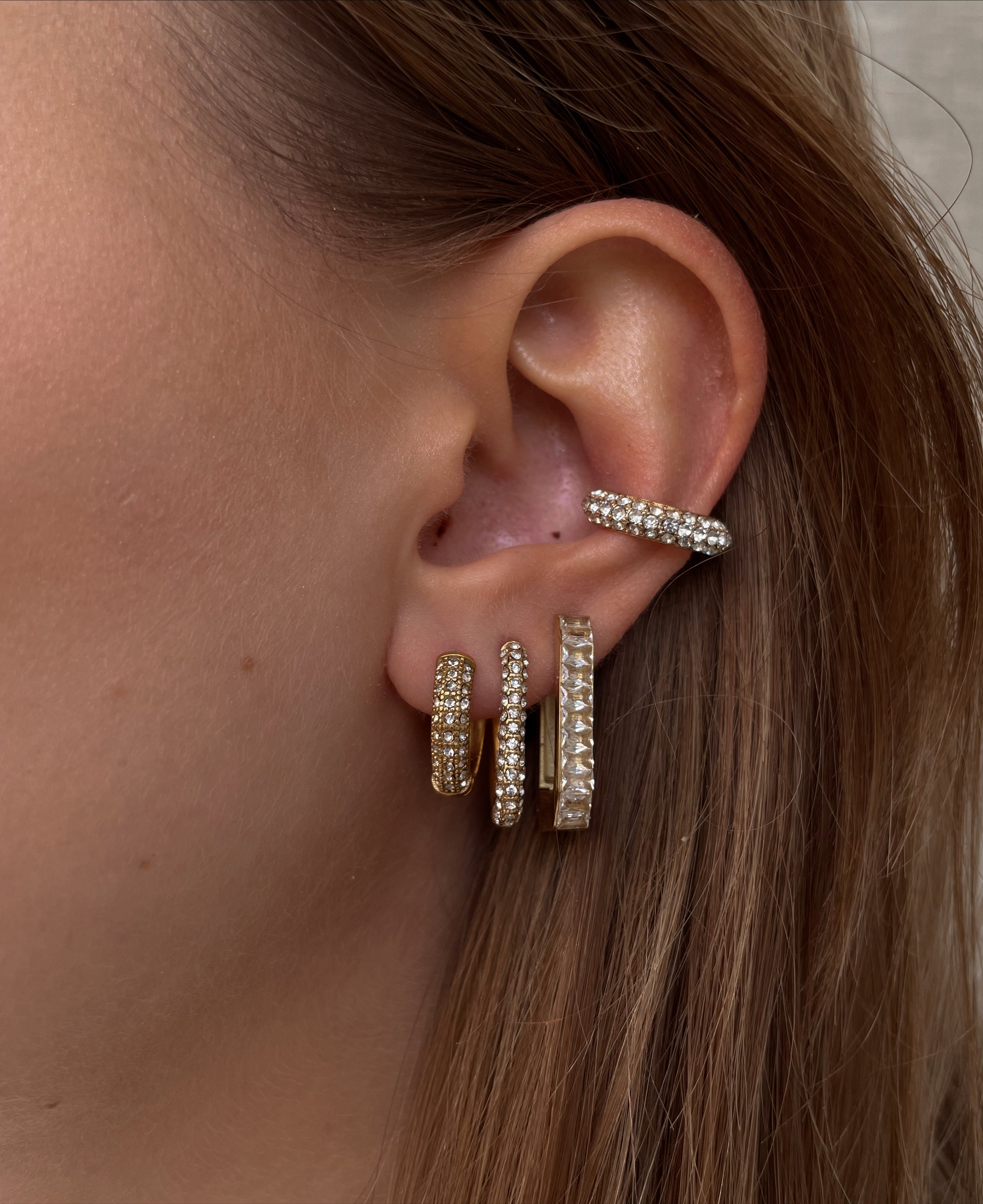 RAKHI | Tarnish-Free | Gold Cubic Zirconia Encrusted Emerald/Clear | Huggies