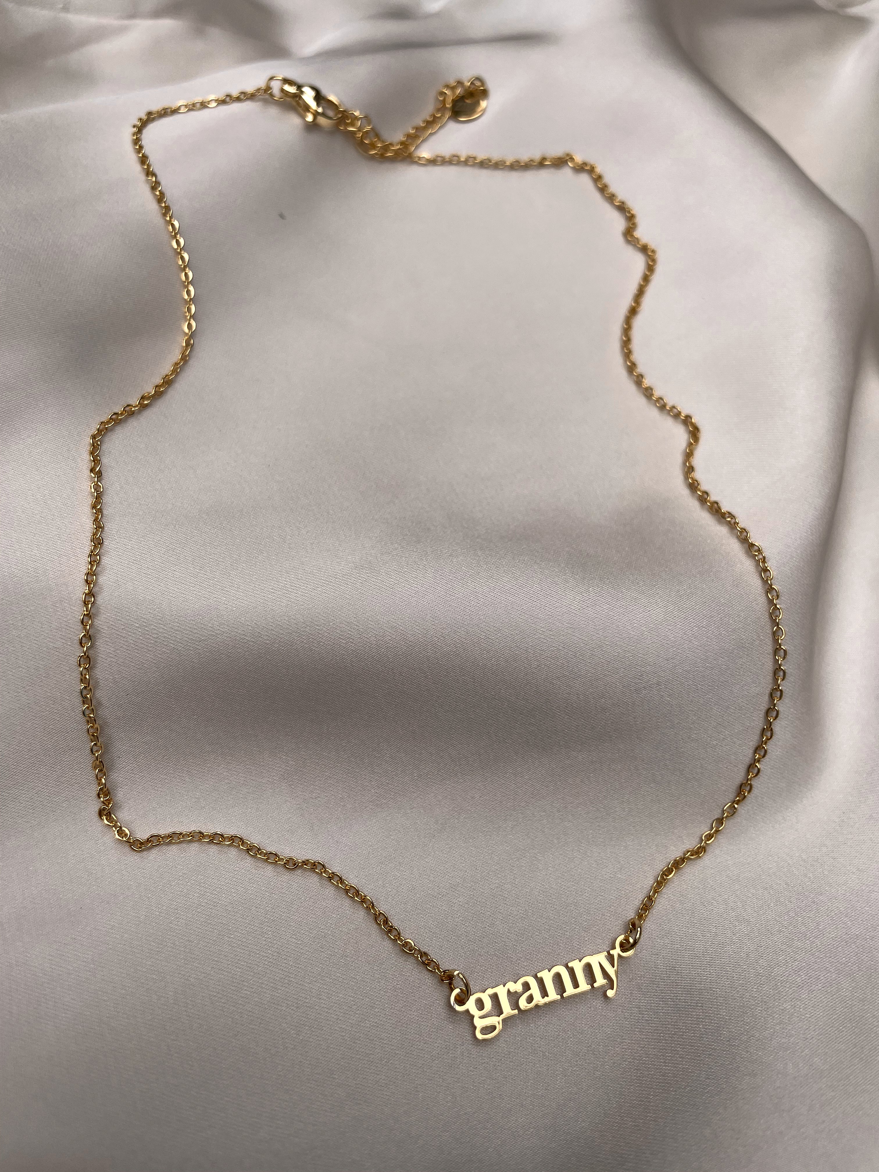 GLAMMA GRANNY GRAN OUMA MA NAN NANI NANA DADI GRANDMA GOGO GLAMMY GIGI | GRANDMOTHER WORD NECKLACES | 11 styles | Tarnish Free | 18ct Gold Plated and Stainless Steel |
