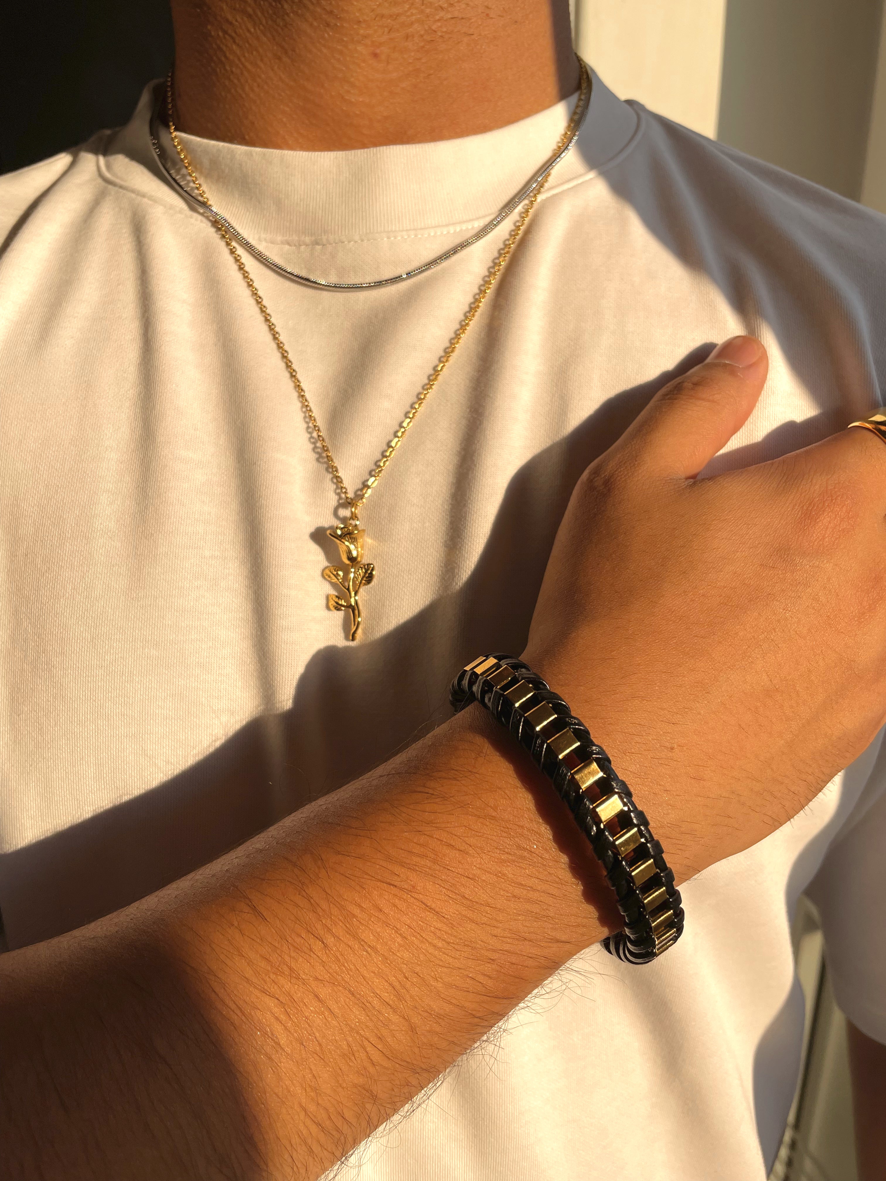 STATE | ZibaMan | Black/Gold/Silver Leather Bracelet