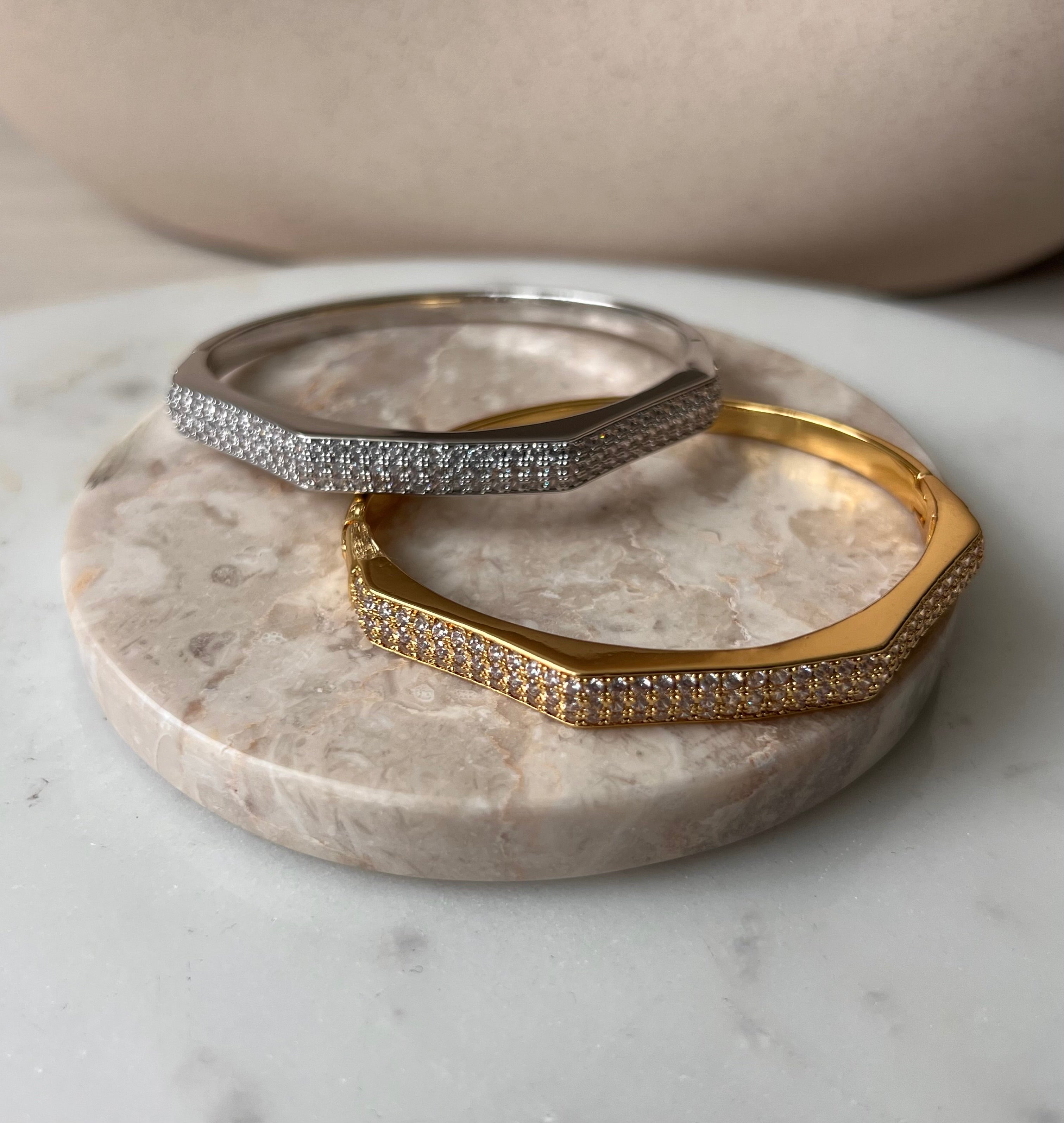 SHIMMER|Encrusted Gold/Silver Bangle